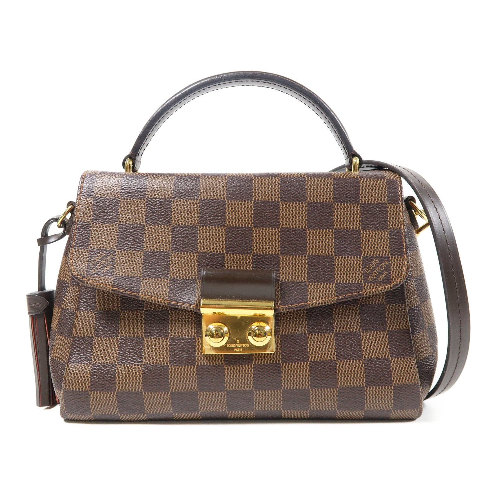 LOUIS VUITTON Damier Croisette金扣手挽肩背兩用袋啡色