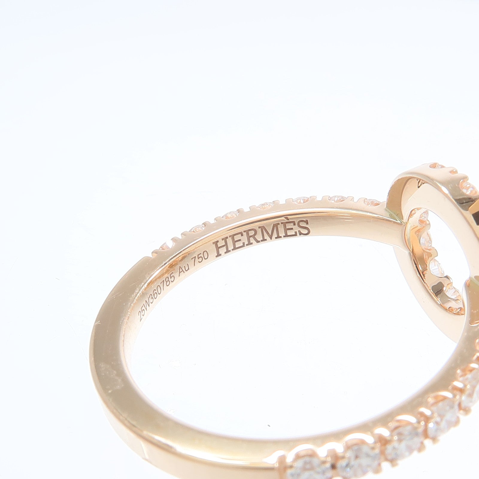 HERMES 18K玫瑰金Finesse Ring鑽石戒指