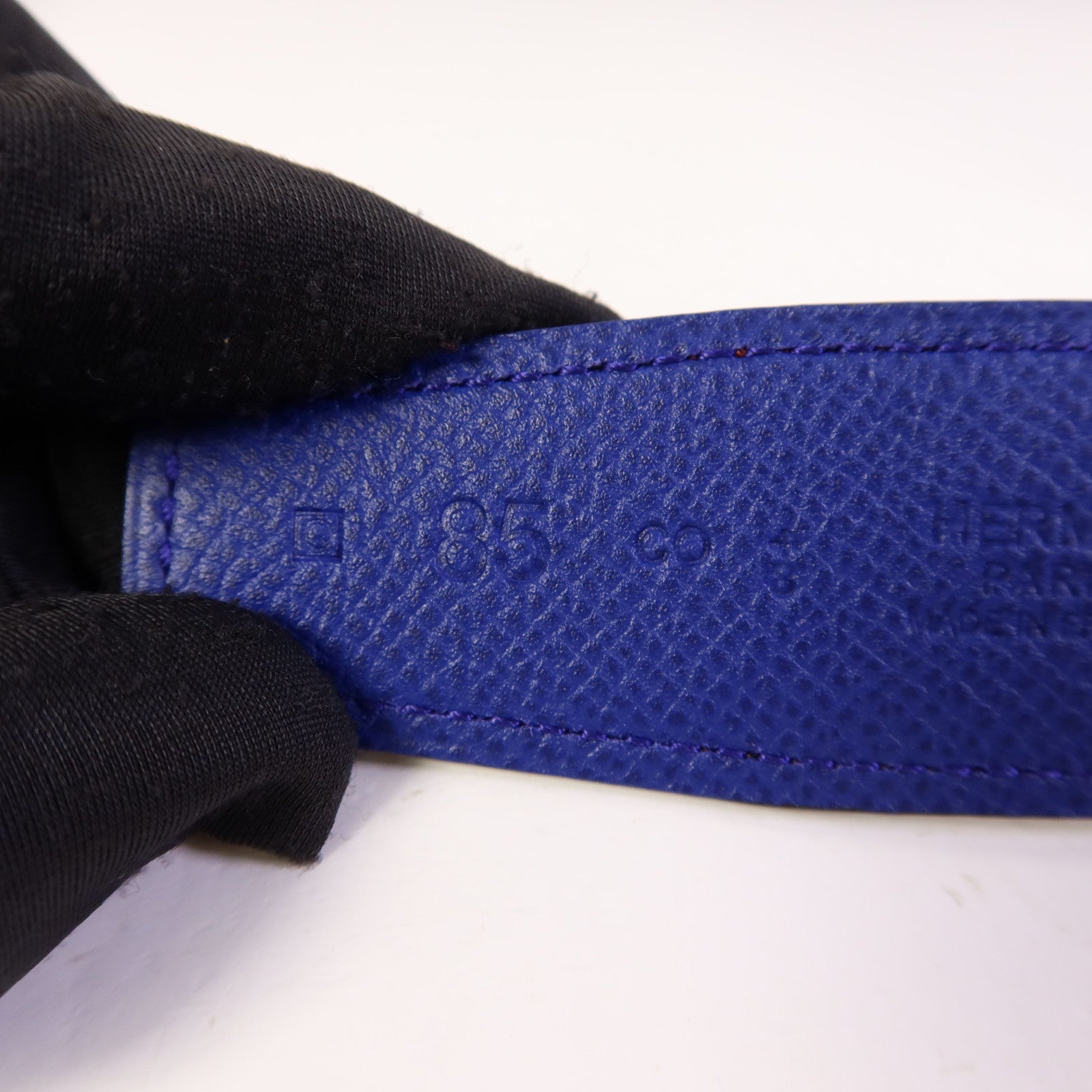 HERMES 【激減優惠】Epsom皮革Collier de Chein Belt銀扣皮帶