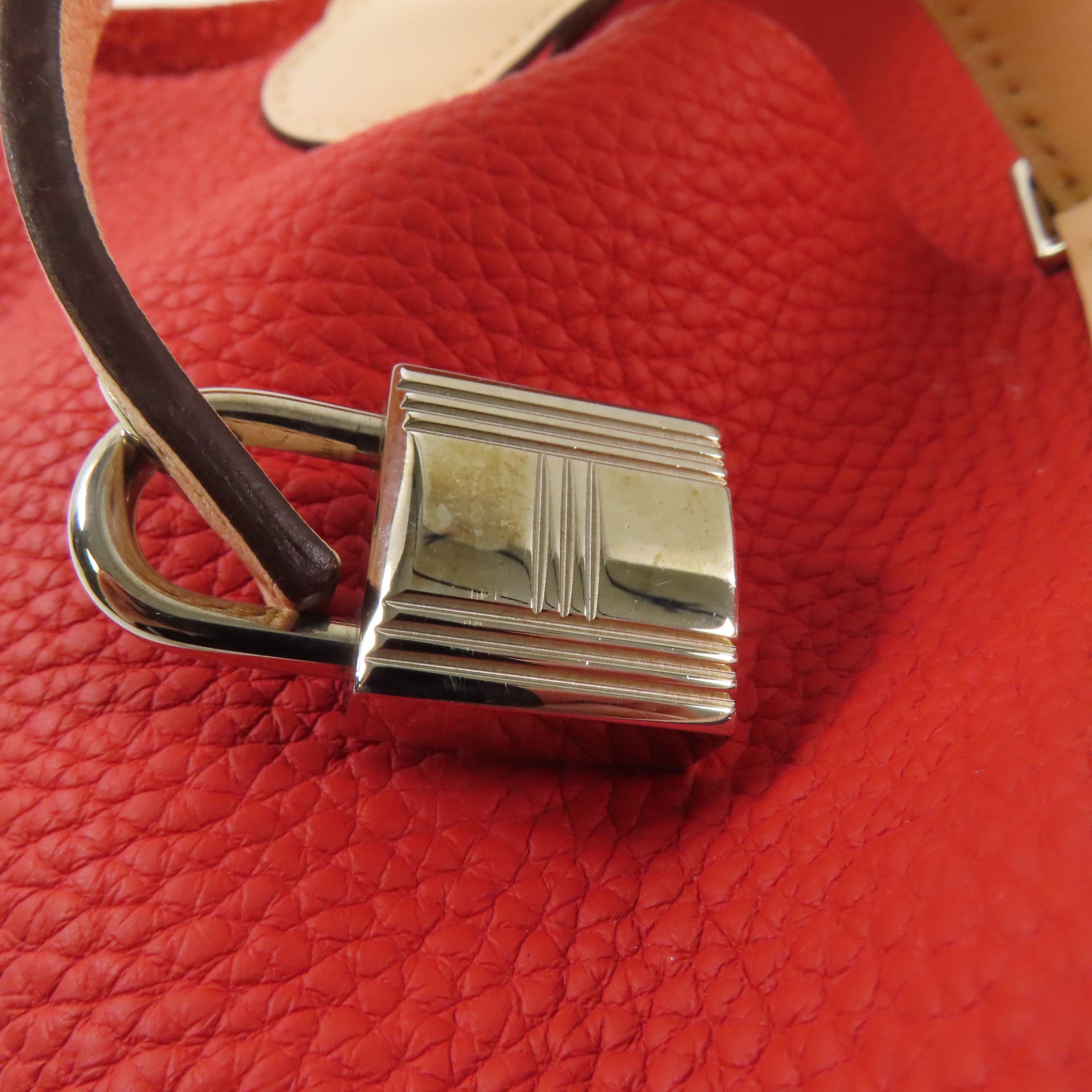 HERMES 【激減優惠】Clemence皮革Picotin MM銀扣手挽袋Rouge Tomate