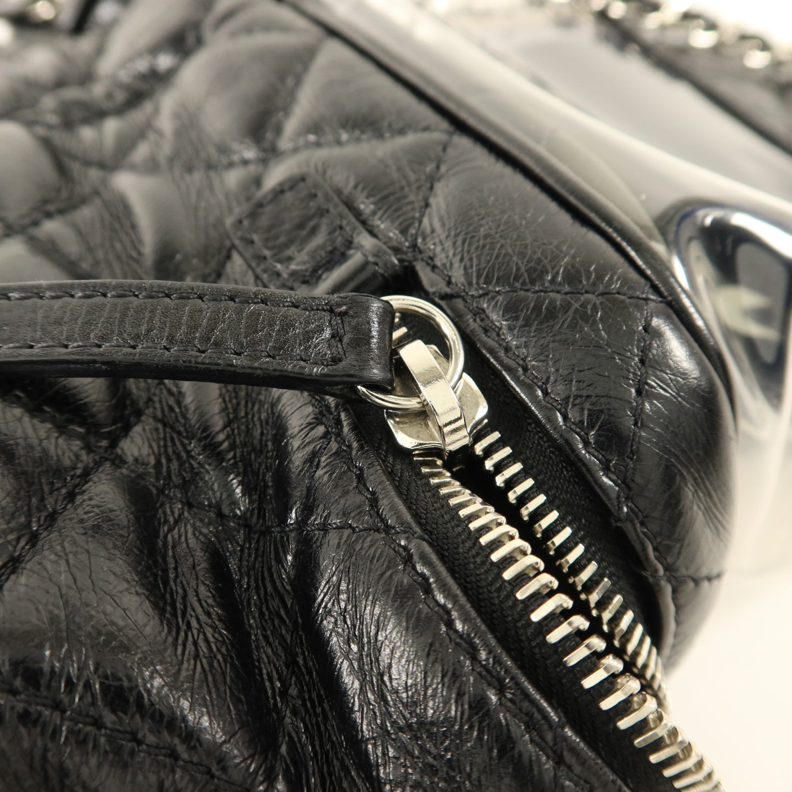 CHANEL PVC/牛皮皮革Shoulder Bag銀扣肩背袋
