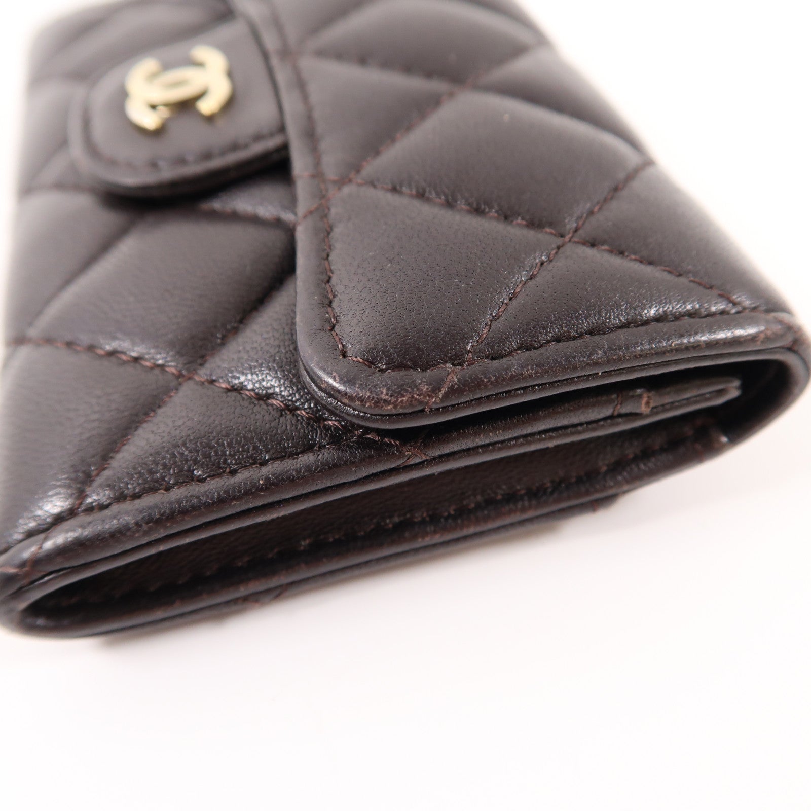 CHANEL 牛皮皮革Card Case金扣卡片套黑色