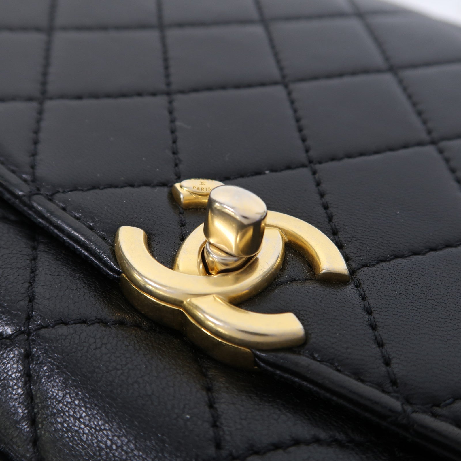 CHANEL 【激減優惠】菱格羊皮皮革2 Way Shoulder金扣/銀扣手挽肩背兩用袋黑色