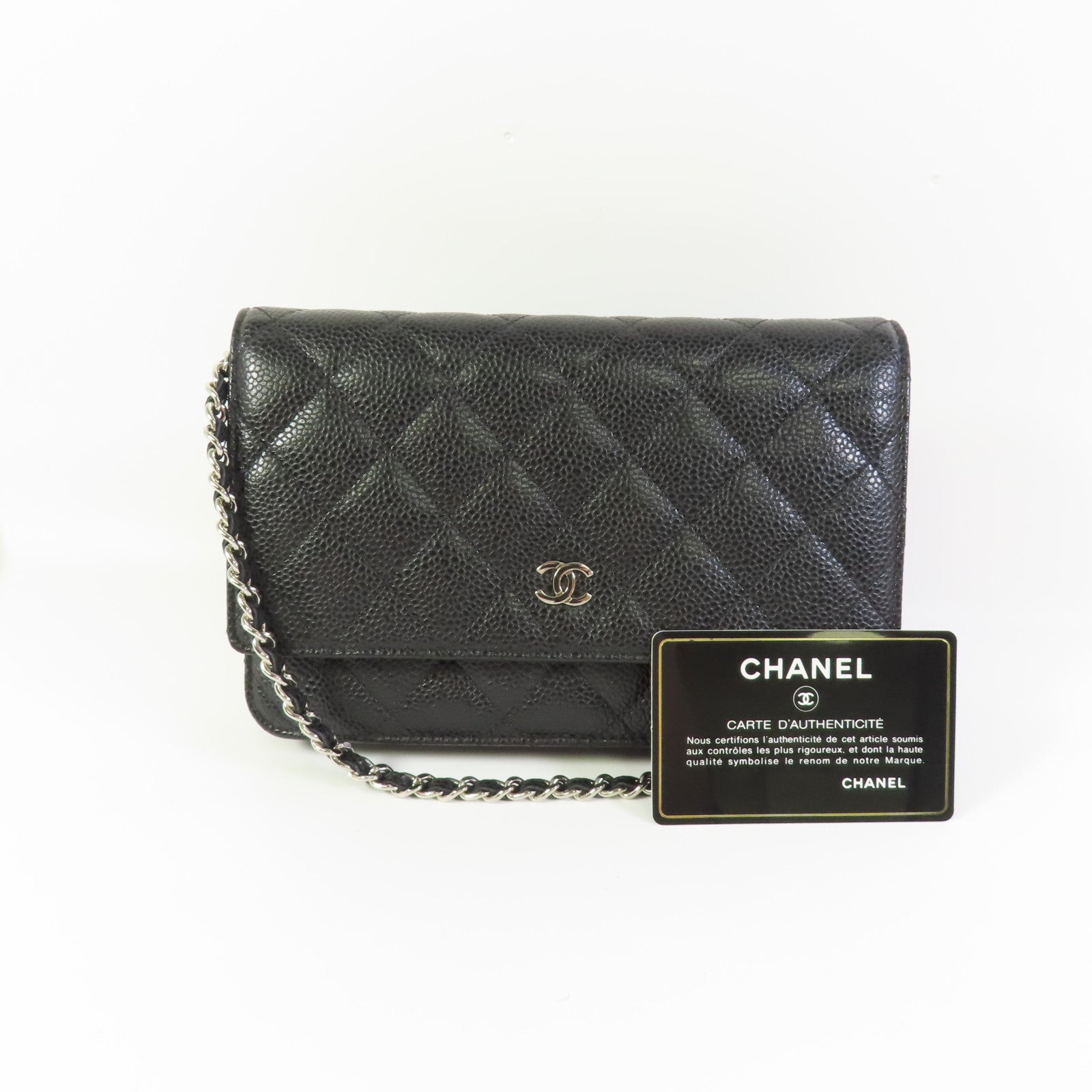 CHANEL CC WOC Wallet On Chain Shoulder Bag Calfskin Leather Black