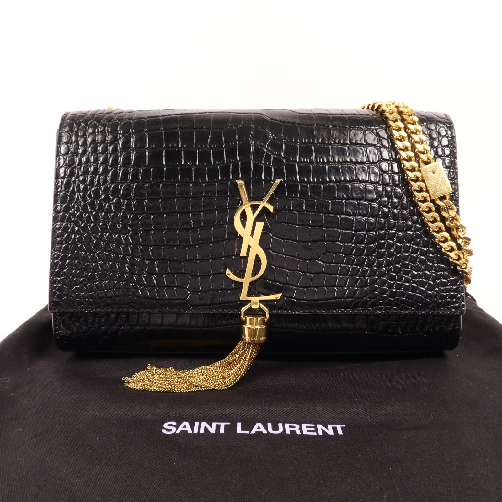 SAINT LAURENT 牛皮皮革Kate金扣鏈帶肩背袋