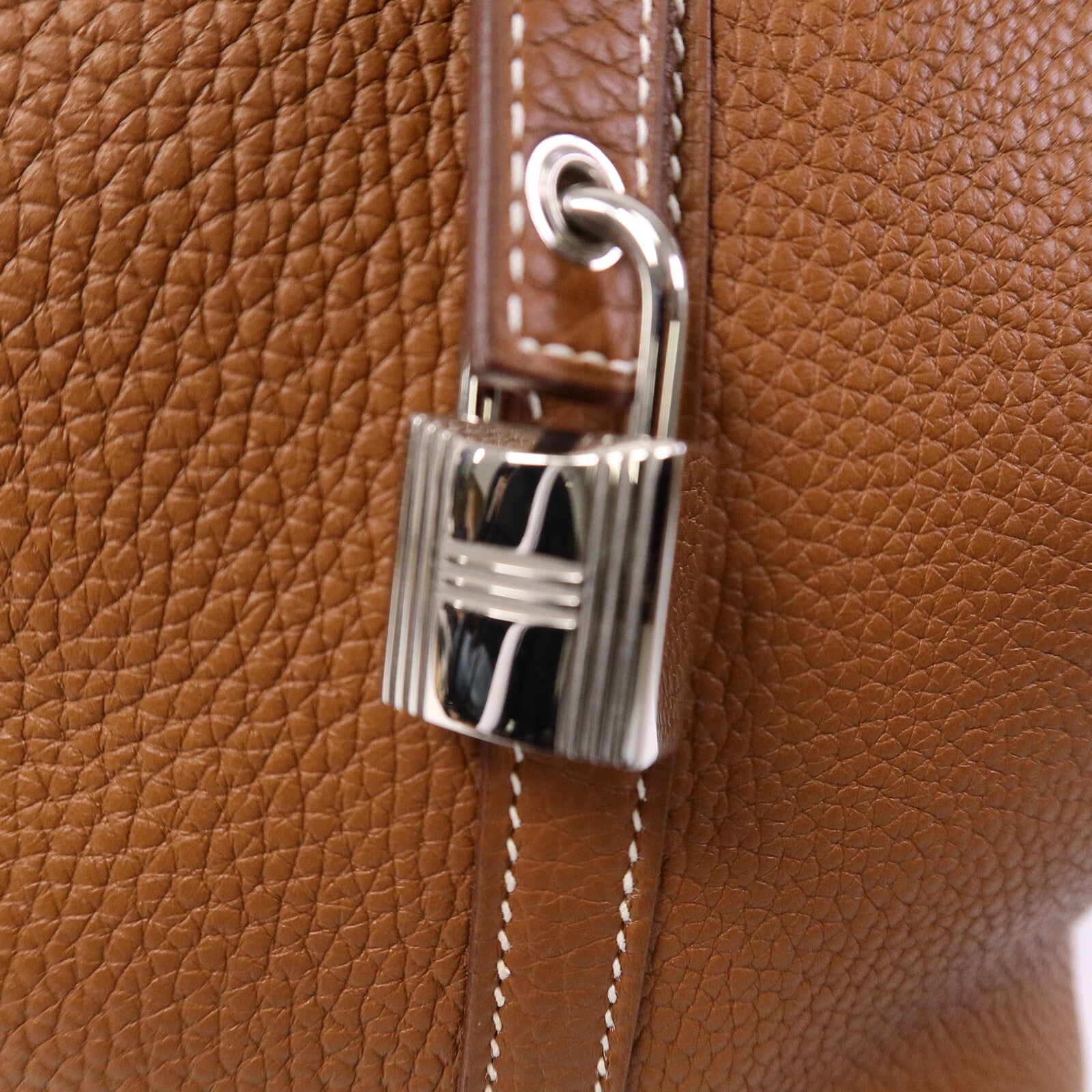 HERMES Clemence皮革Picotin MM扣手挽袋Gold