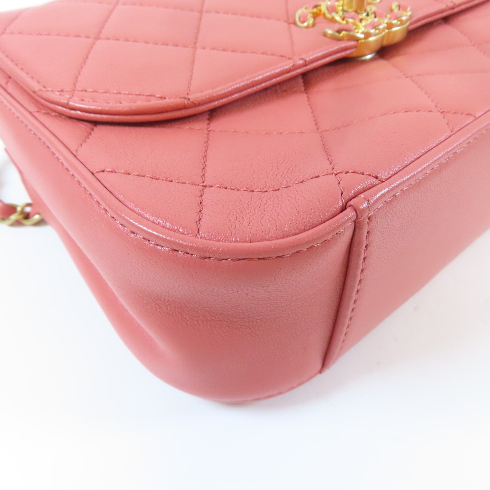 CHANEL 菱格羊皮皮革Chanel 19 Top Handle Bag金扣手挽肩背兩用袋粉紅色