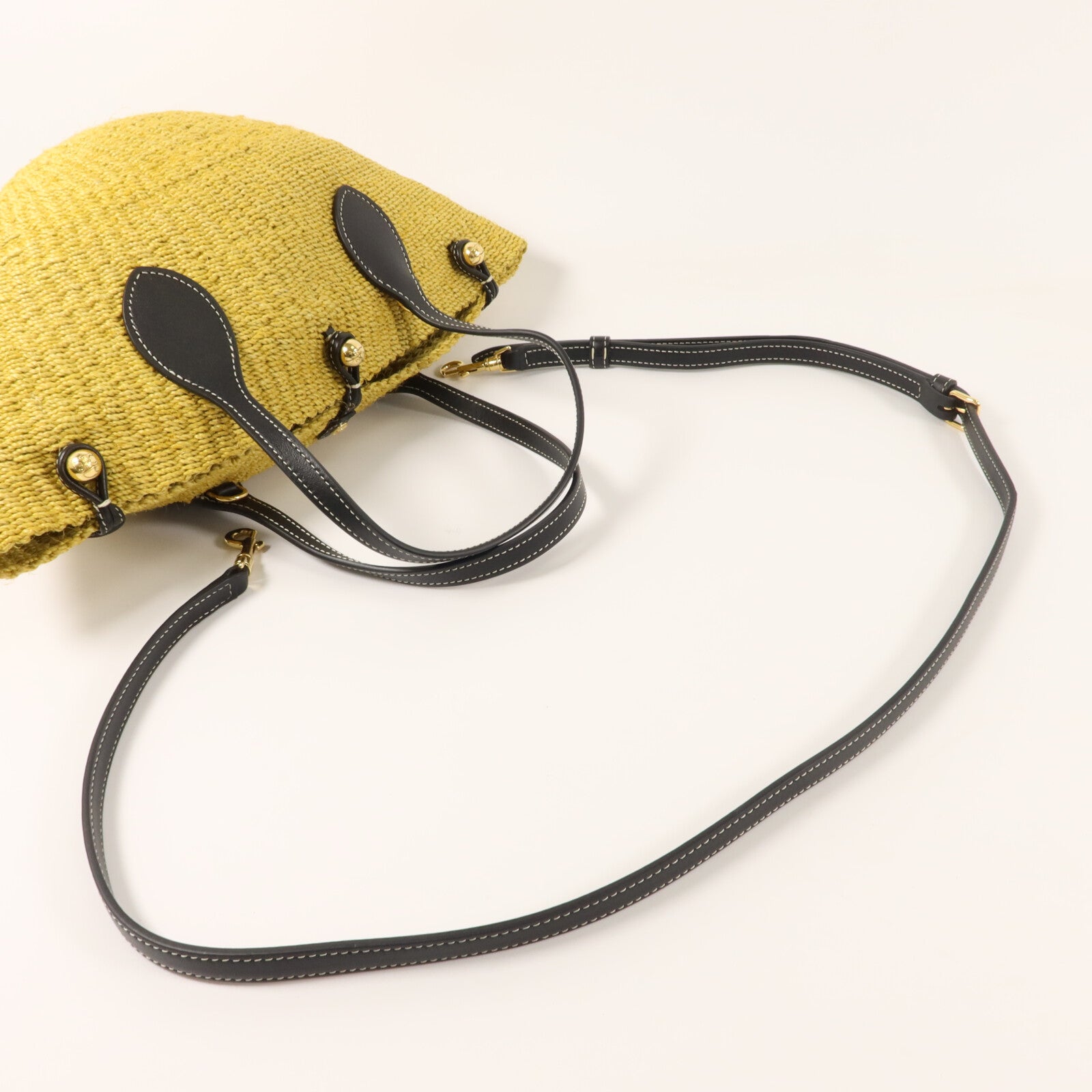 CELINE 龍葵麻/牛皮皮革Triomphe Beads Basket手挽肩背兩用袋