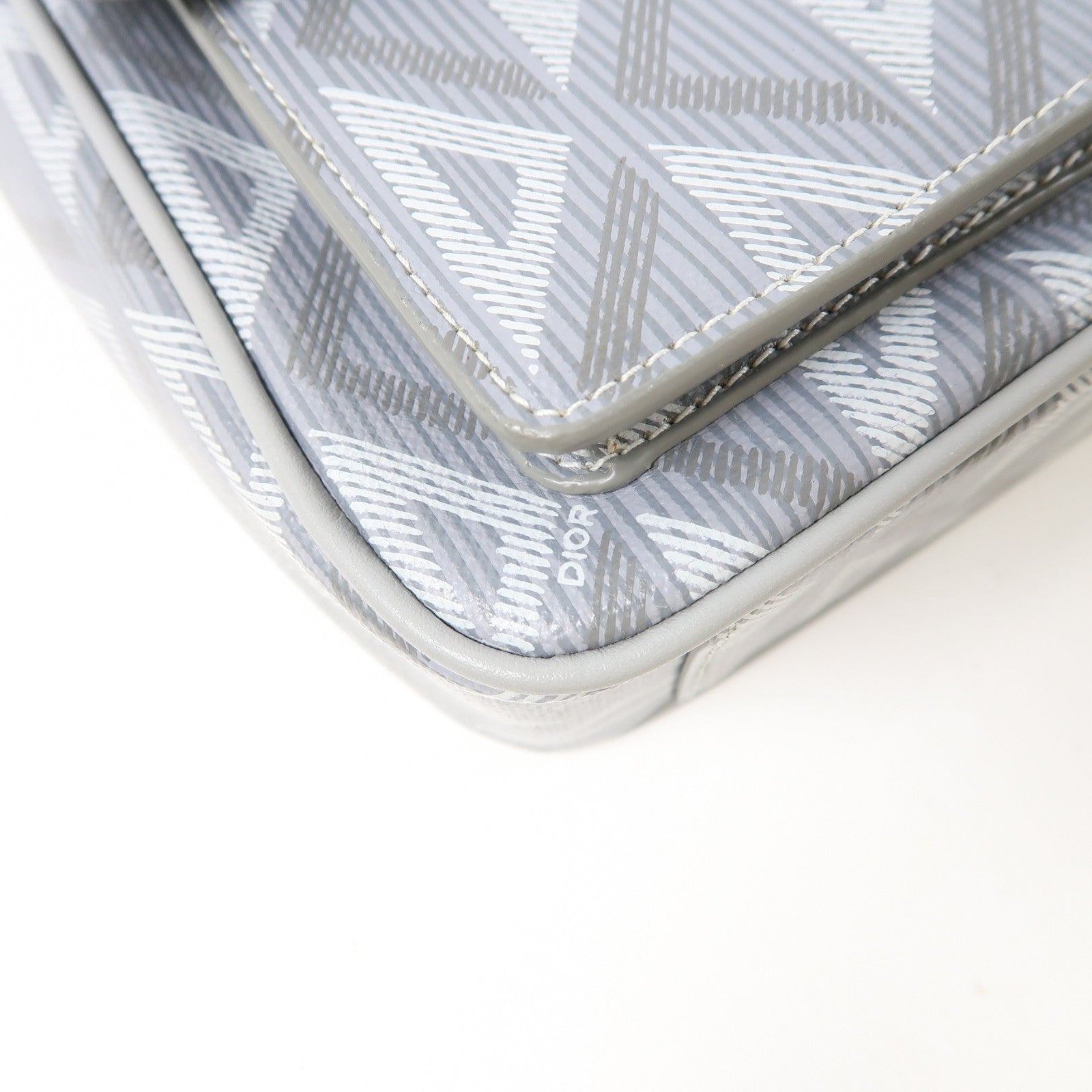 Dior 塗層帆布Shoulder Bag銀扣肩背袋灰色