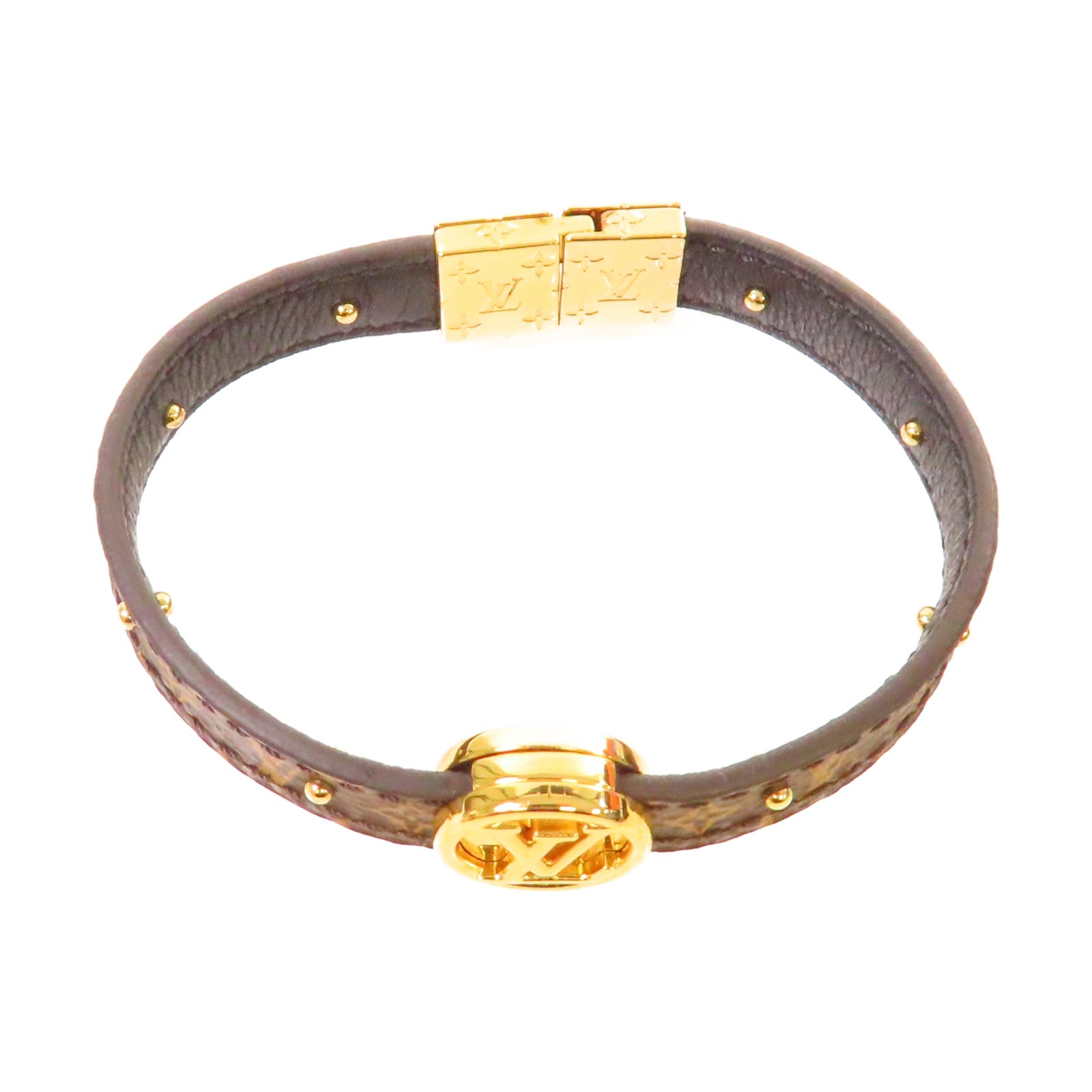 LOUIS VUITTON 【激減優惠】Monogram Circle Bracelet金扣手鏈啡色