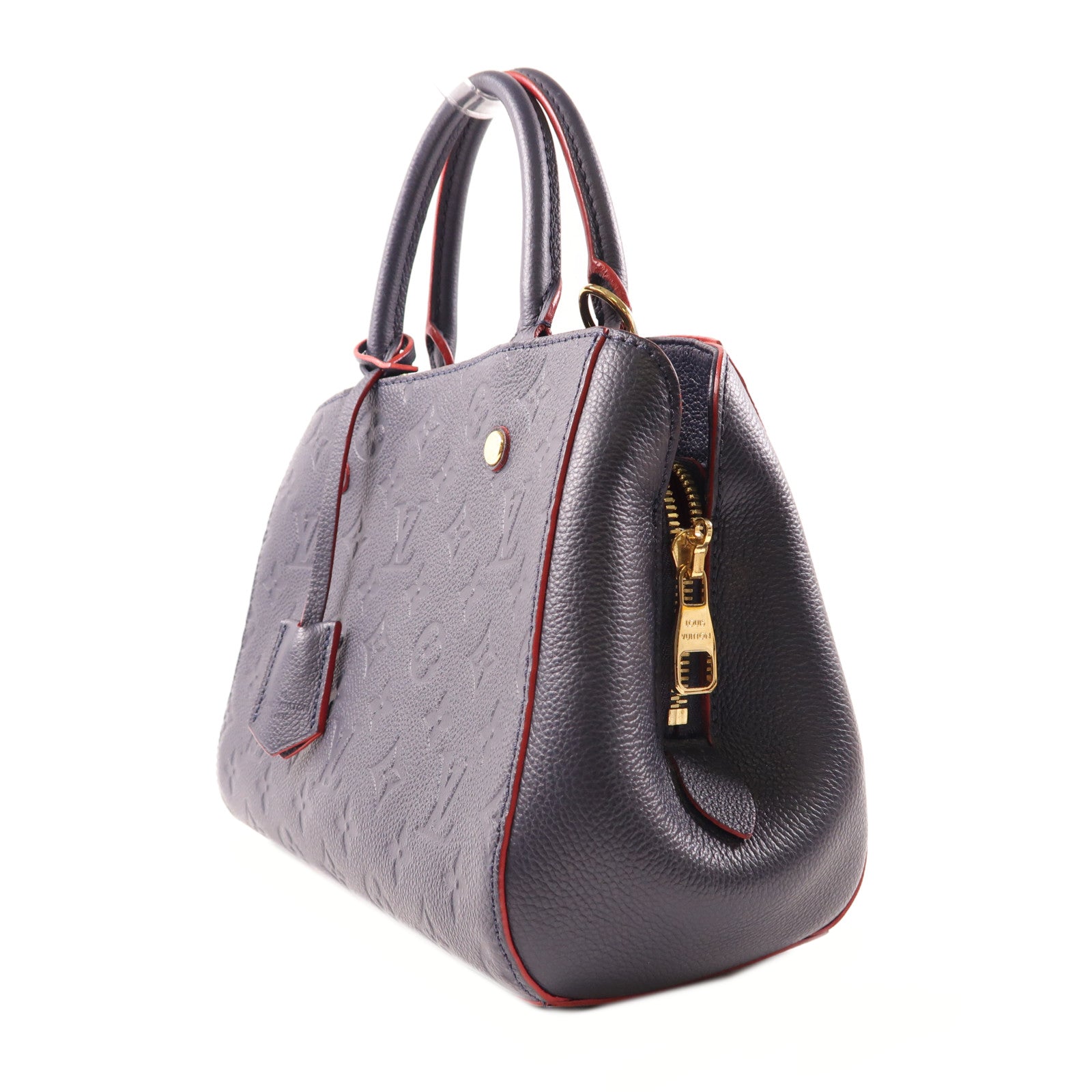 LOUIS VUITTON Monogram Empreinte Montaigne BB金扣手挽肩背兩用袋深藍色