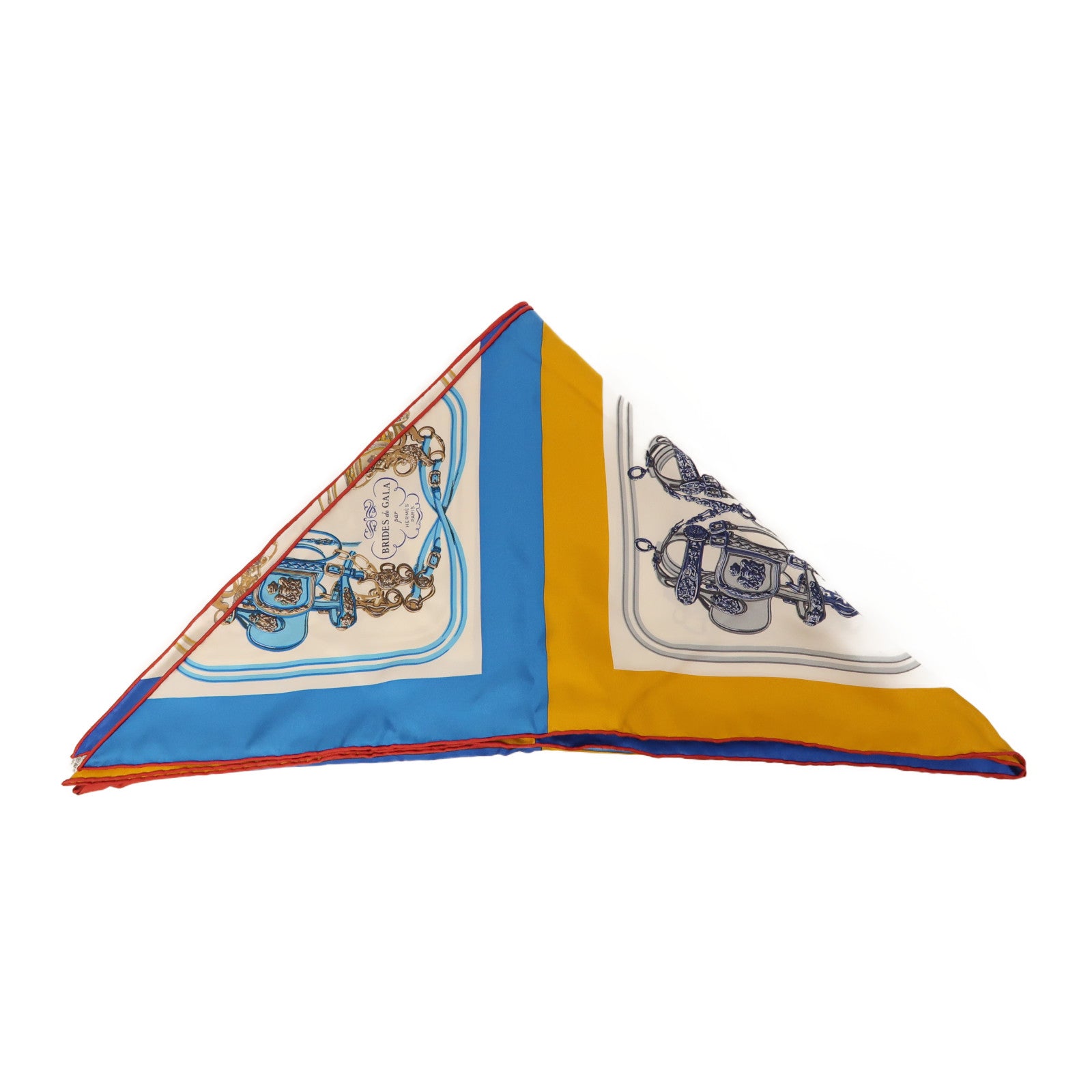 HERMES 絲質Scarf圍巾藍色/白色/紅色