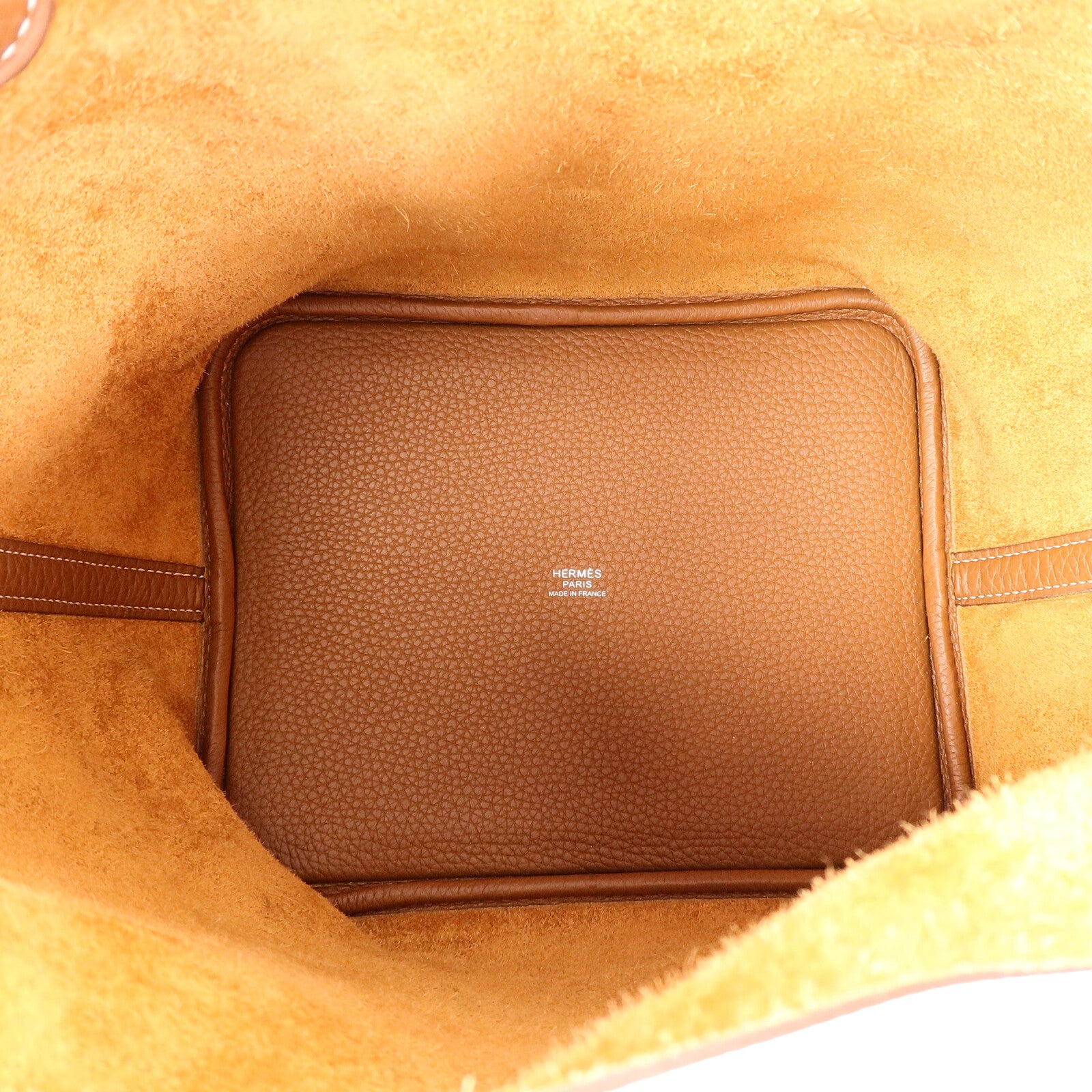 HERMES Clemence皮革Picotin MM扣手挽袋Gold