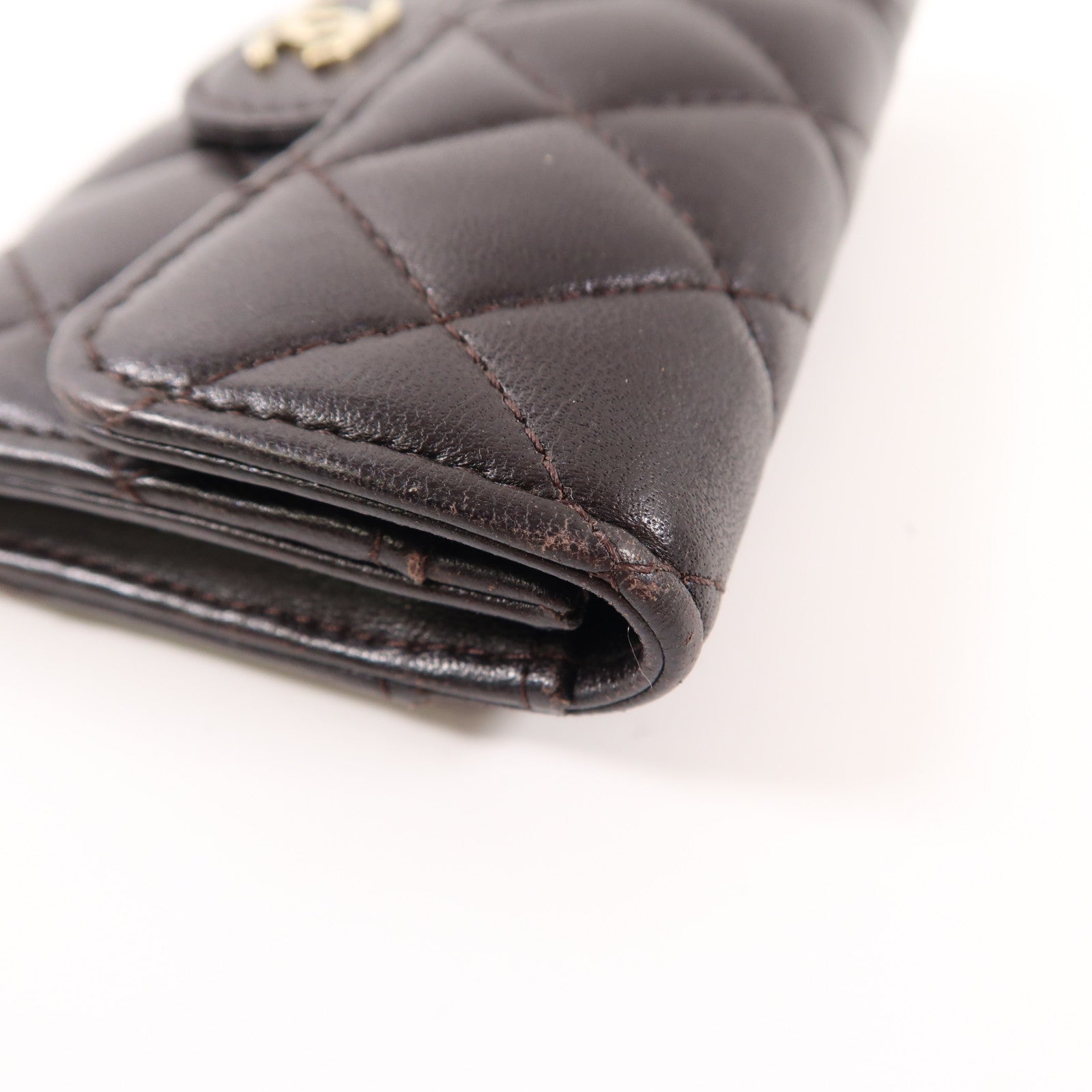 CHANEL 牛皮皮革Card Case金扣卡片套黑色