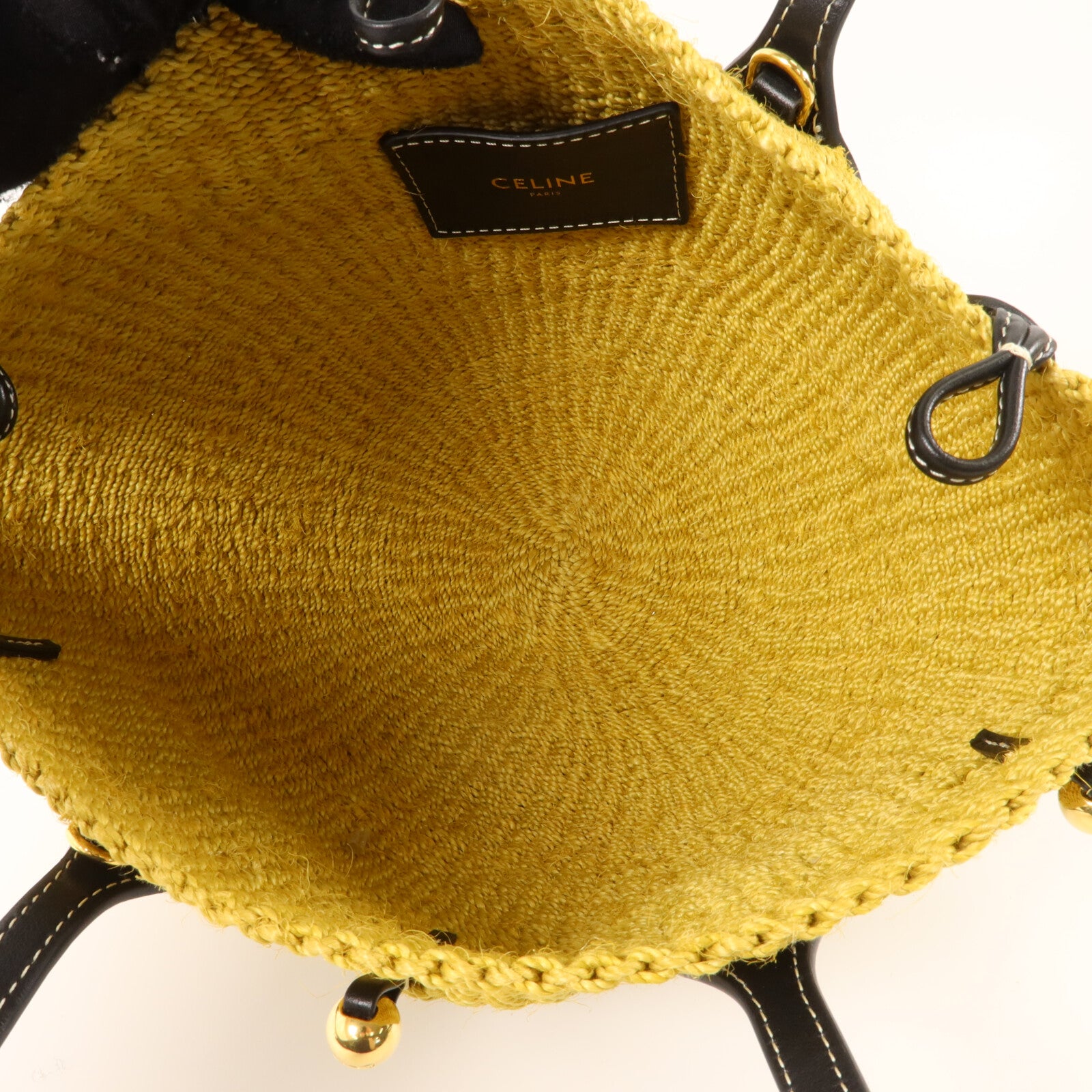 CELINE 龍葵麻/牛皮皮革Triomphe Beads Basket手挽肩背兩用袋