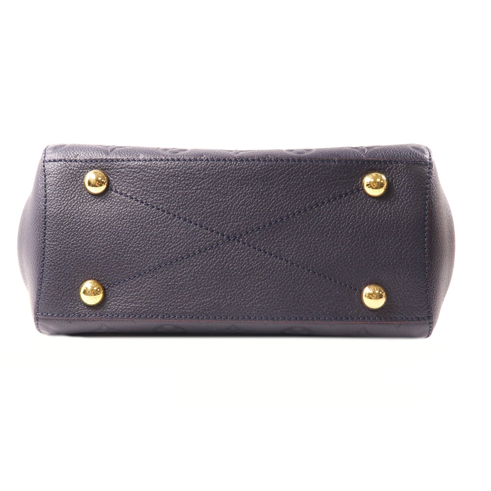 LOUIS VUITTON Monogram Empreinte Montaigne BB金扣手挽肩背兩用袋深藍色