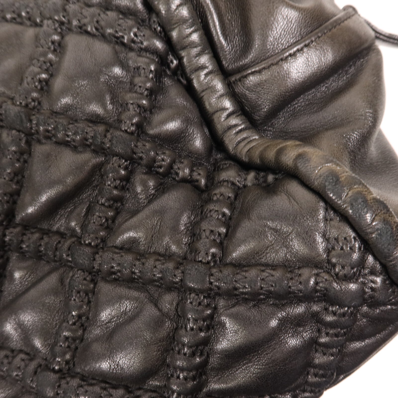 CHANEL 羊皮皮革Boston Bag銀扣手挽袋