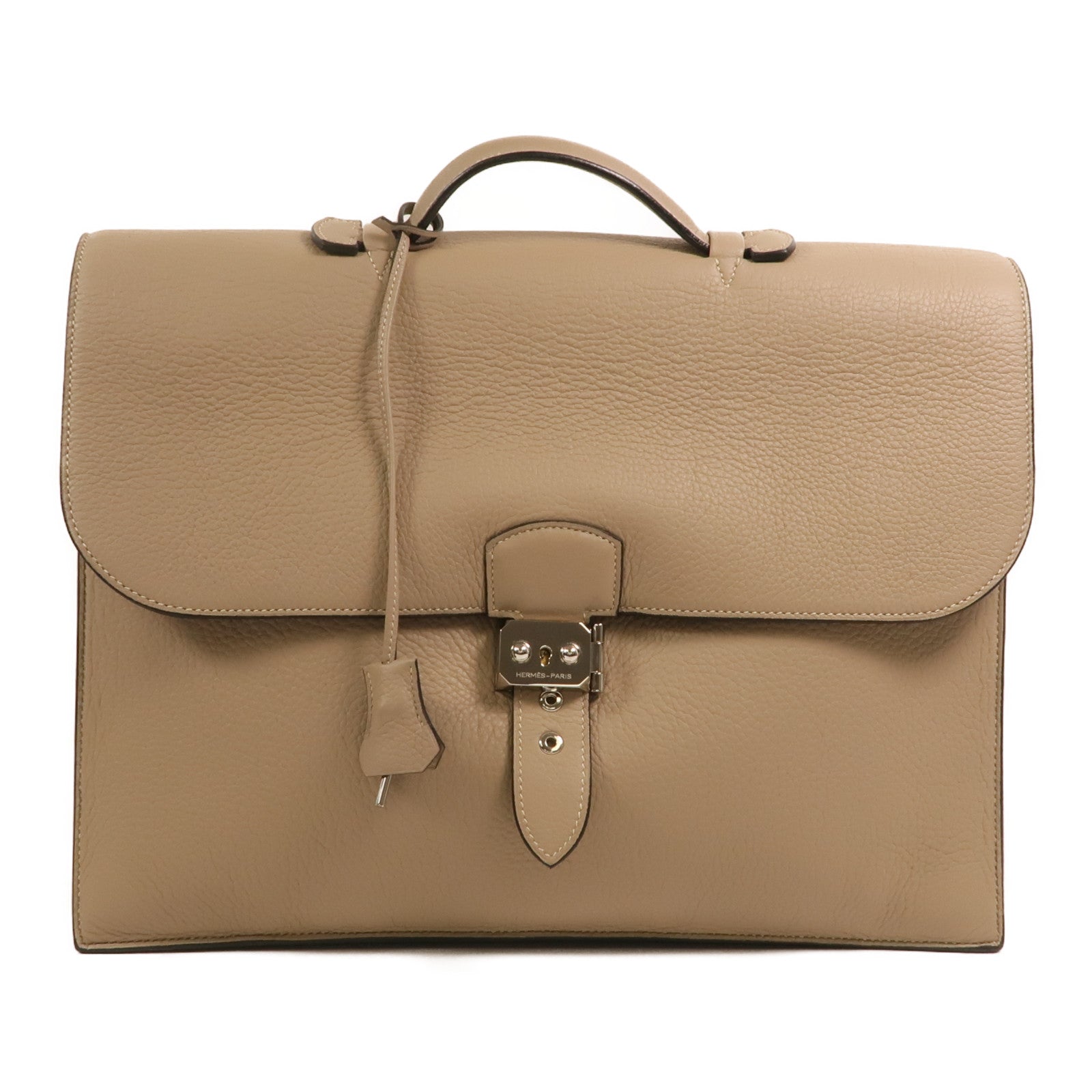 HERMES Togo皮革Sac a Depeches 銀扣手挽袋Gris Tourterelle