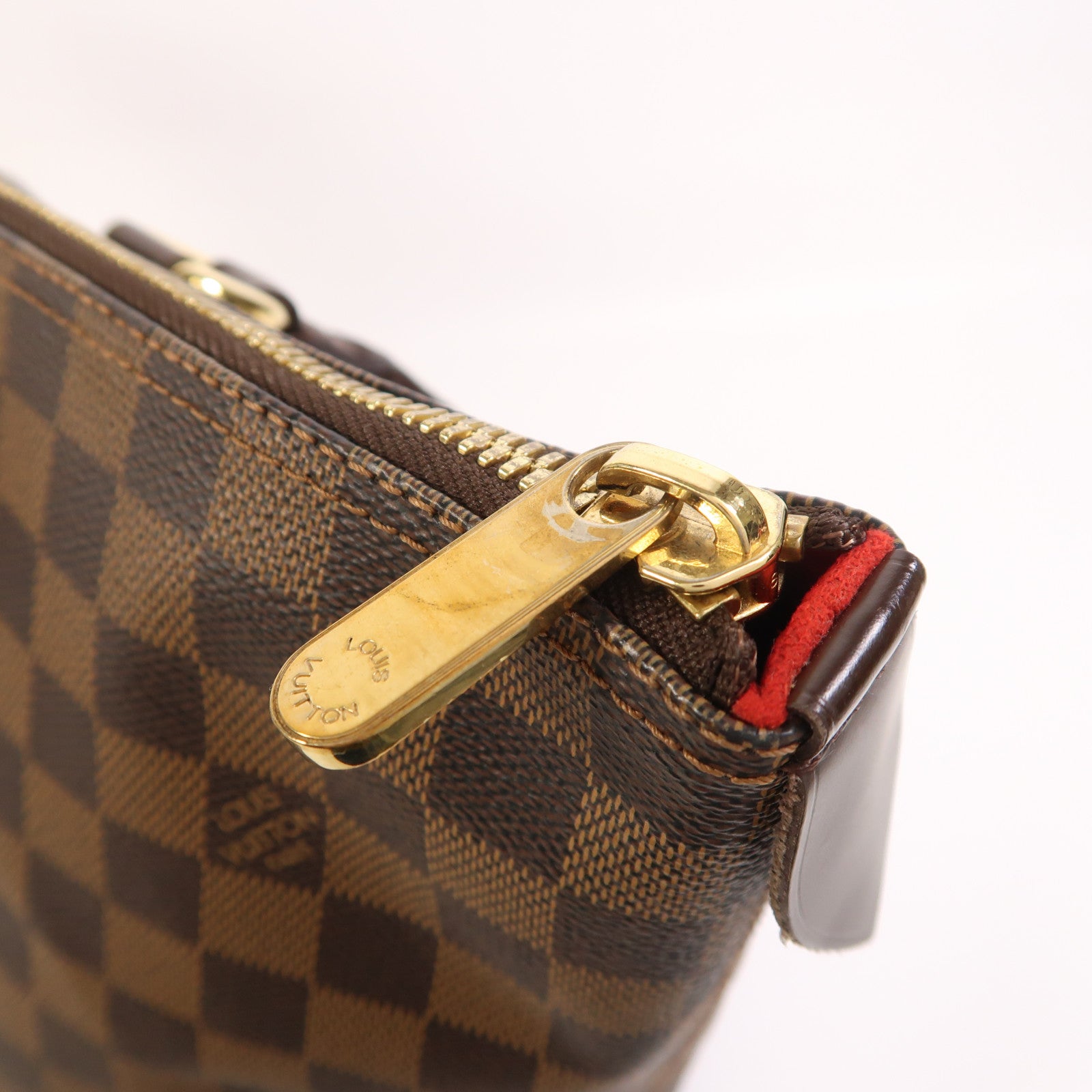 LOUIS VUITTON Damier Saleya MM金扣肩背袋/手挽袋棕色