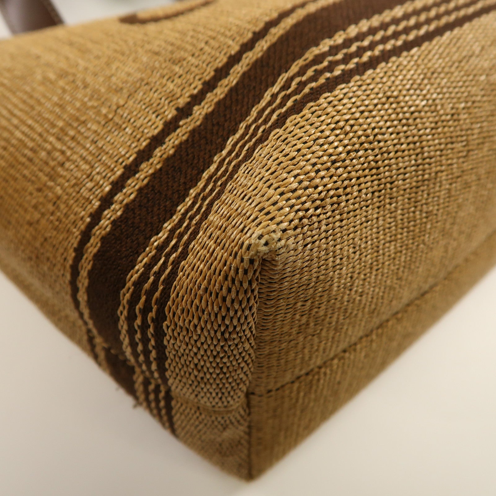 CELINE 【激減優惠】Raffia/牛皮皮革Mini Cabas銀扣手挽肩背兩用袋啡色