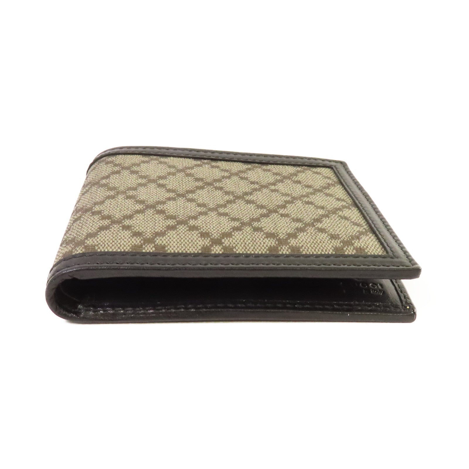 GUCCI 【激減優惠】牛皮皮革/帆布Diamante Bifold Short Wallet短錢包啡色