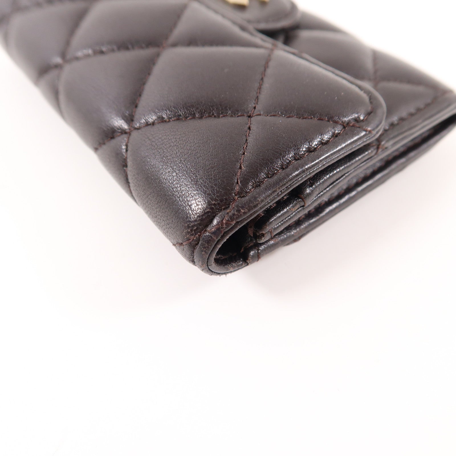 CHANEL 牛皮皮革Card Case金扣卡片套黑色