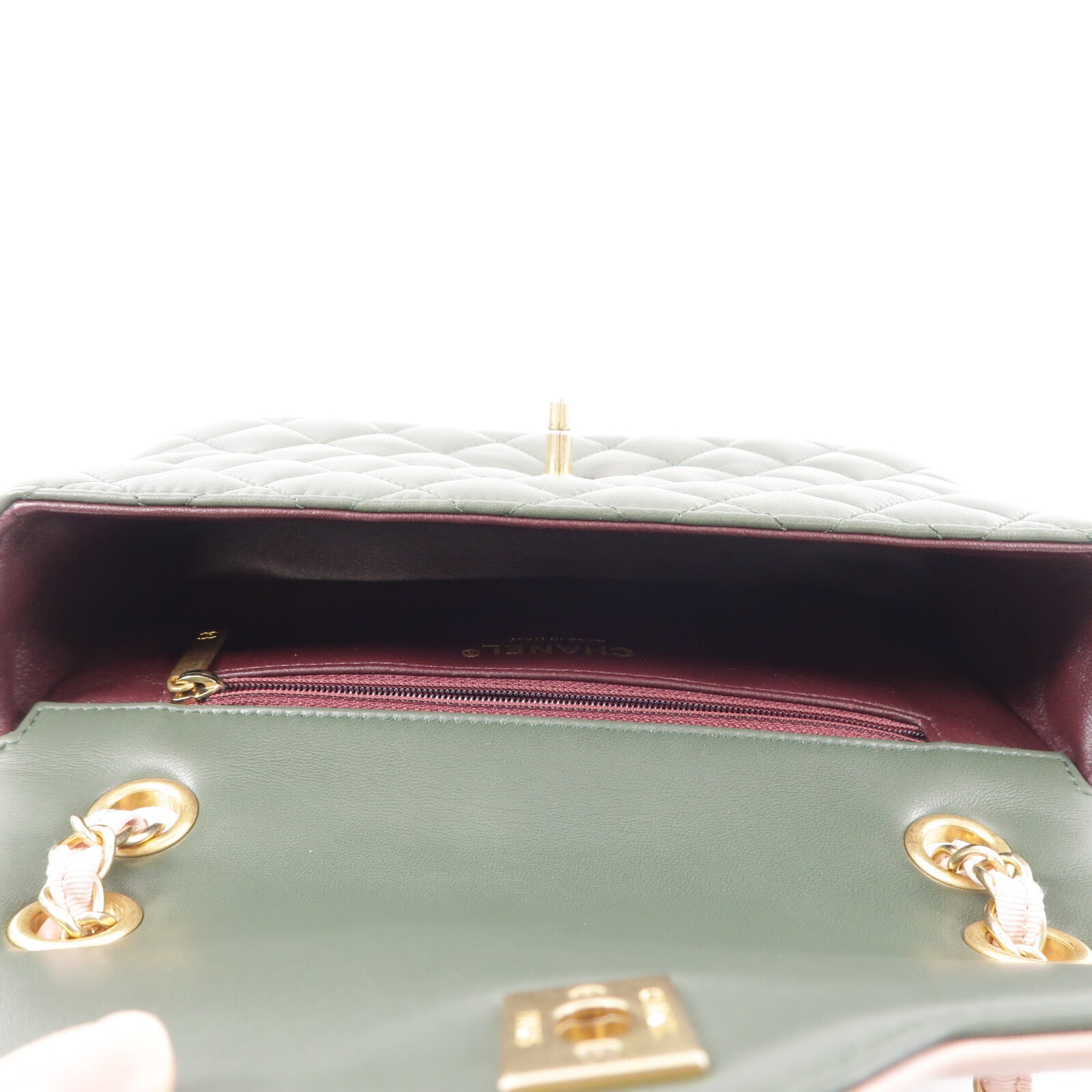 CHANEL 羊皮皮革Two-Tone Cuba Flap Bag鏈帶肩背袋