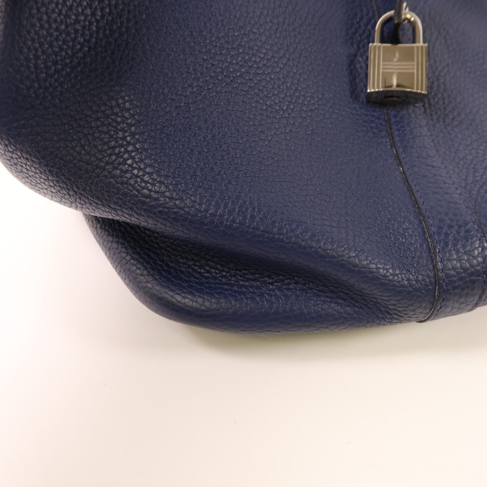 HERMES Clemence皮革Picotin GM銀扣手挽袋Bleu Nuit