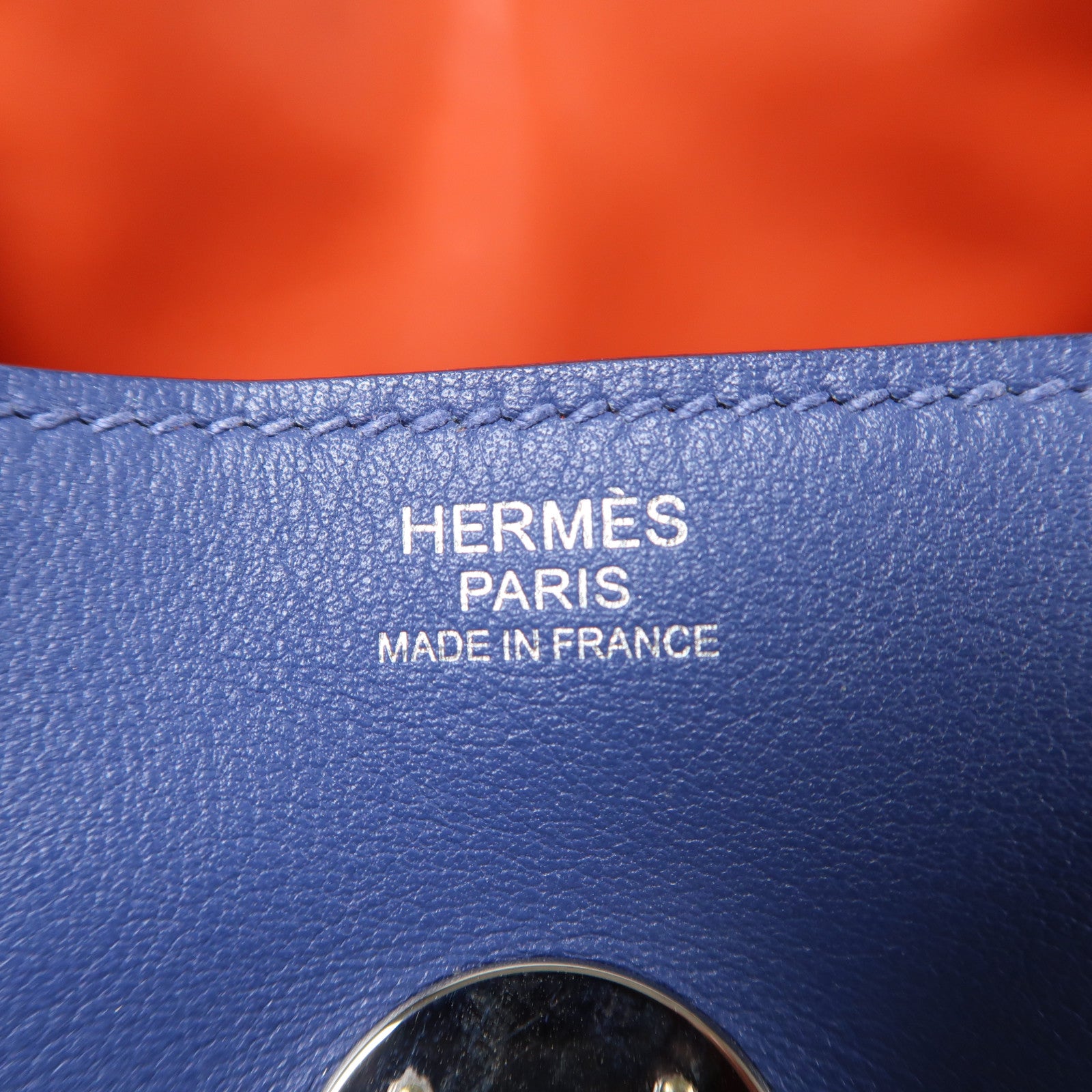 HERMES 【激減優惠】Swift皮革Lindy 30銀扣手挽袋肩背兩用袋藍色/橙色