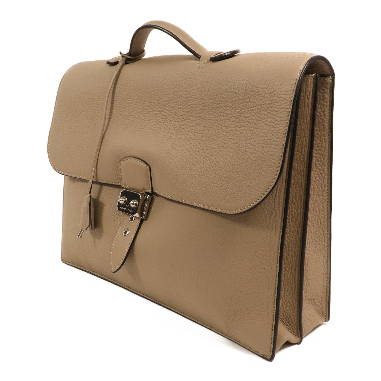HERMES Togo皮革Sac a Depeches 銀扣手挽袋Gris Tourterelle