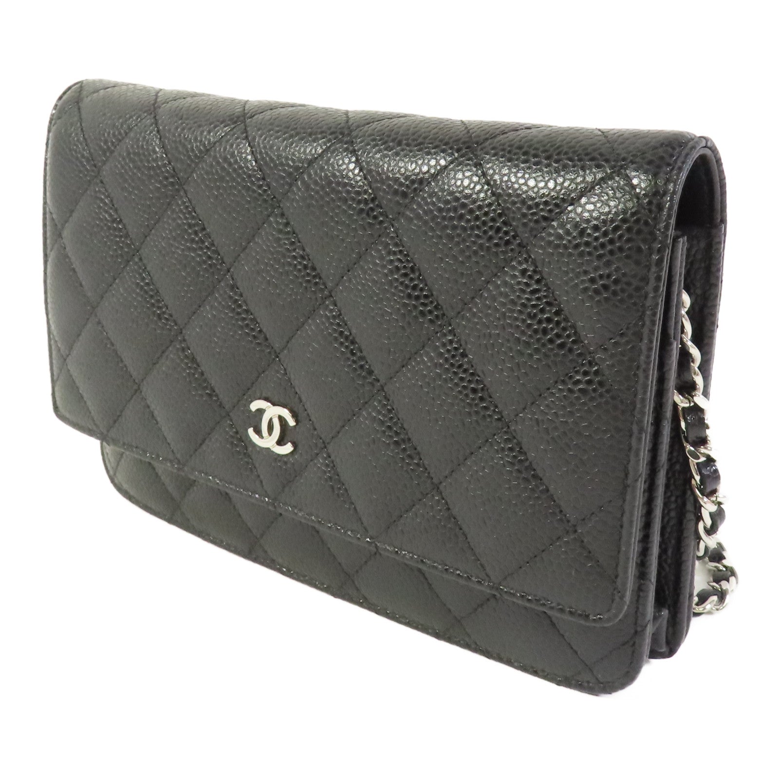 CHANEL CC WOC Wallet On Chain Shoulder Bag Calfskin Leather Black