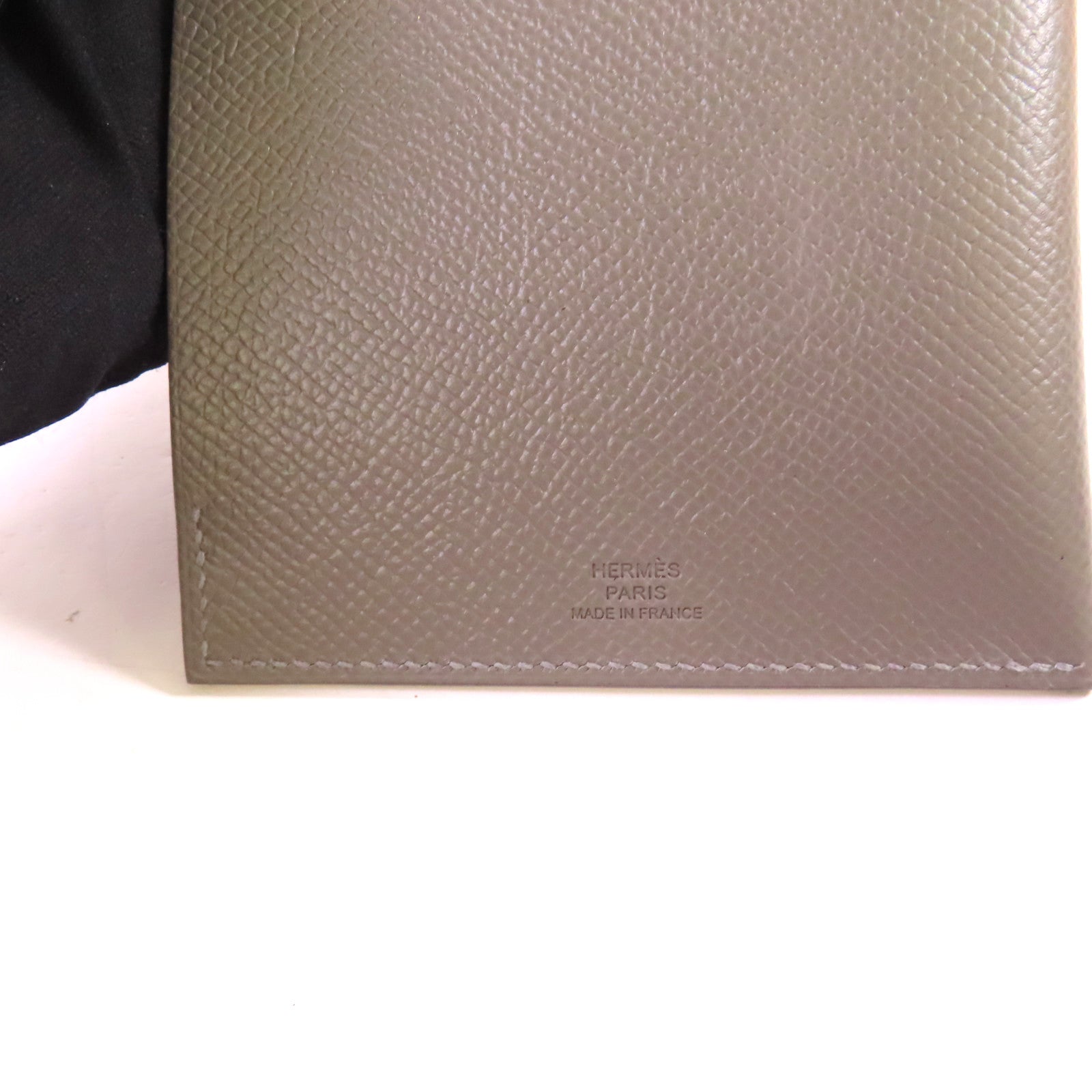 HERMES Clemence皮革Passport Holder銀扣護照套Etain錫灰色