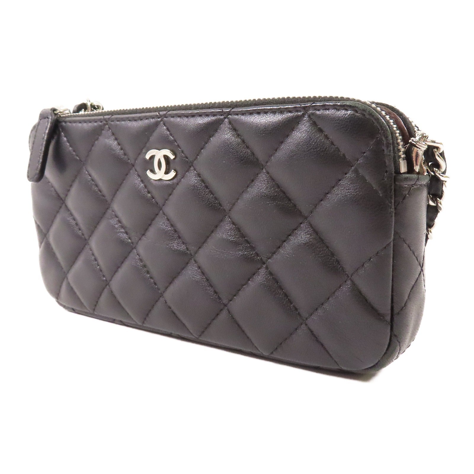 CHANEL 【激減優惠】羊皮皮革Chain Shoulder銀扣鏈帶肩背袋