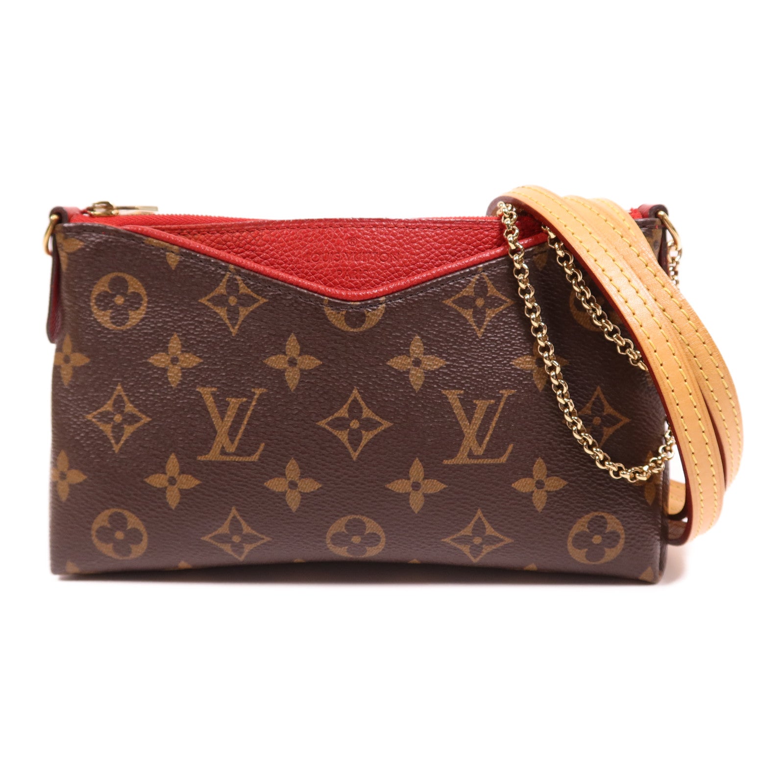 LOUIS VUITTON Monogram Pallas Clutch金扣鏈帶手挽肩背兩用袋