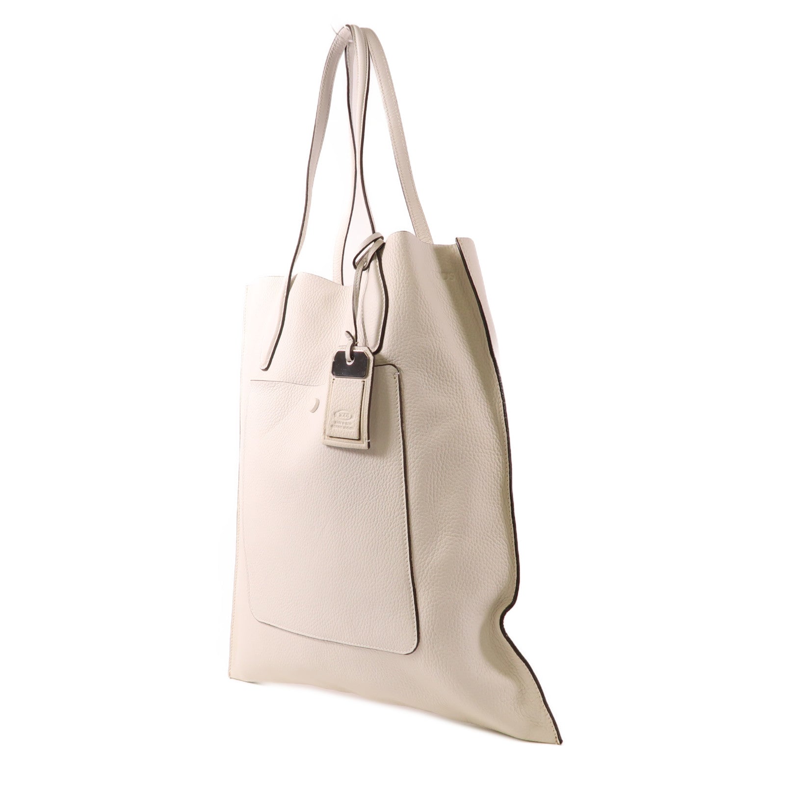 TOD'S 牛皮皮革Tote Bag銀扣肩背袋