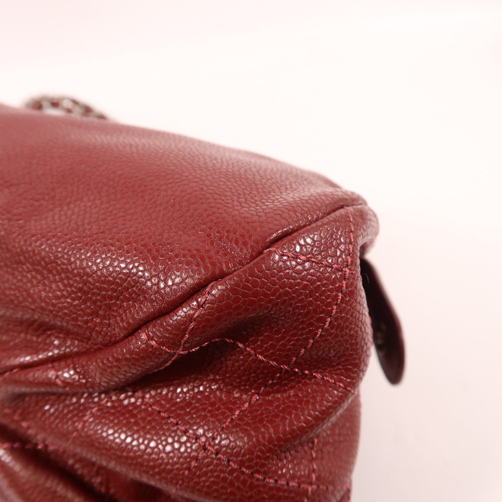 CHANEL 牛皮皮革Chain Shoulder銀扣鏈帶肩背袋紅色