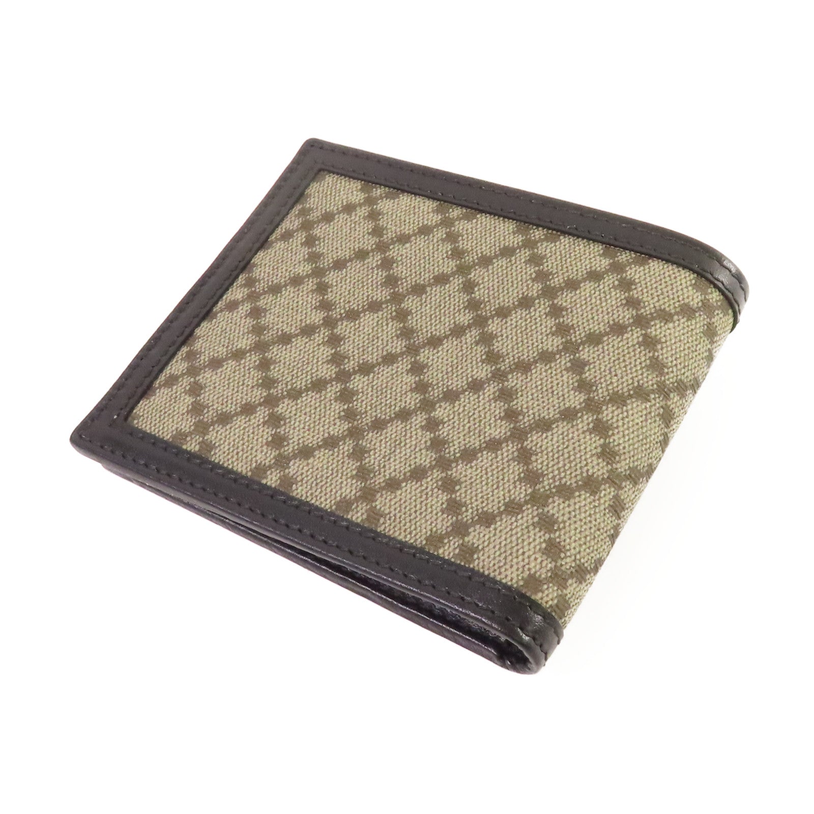 GUCCI 【激減優惠】牛皮皮革/帆布Diamante Bifold Short Wallet短錢包啡色