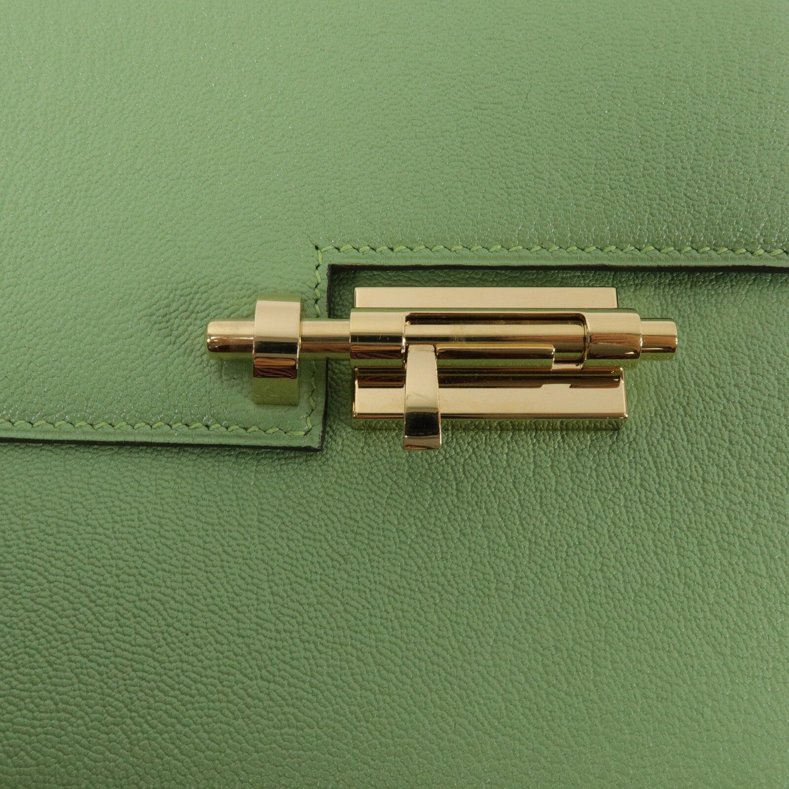 HERMES Chevre皮革Verrou Mini鏈帶肩背袋Vert Criquet