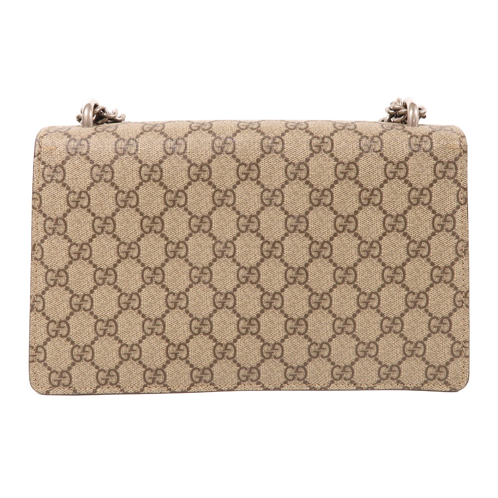 GUCCI 塗層帆布GG Supreme Dionysus銀扣鏈帶肩背袋