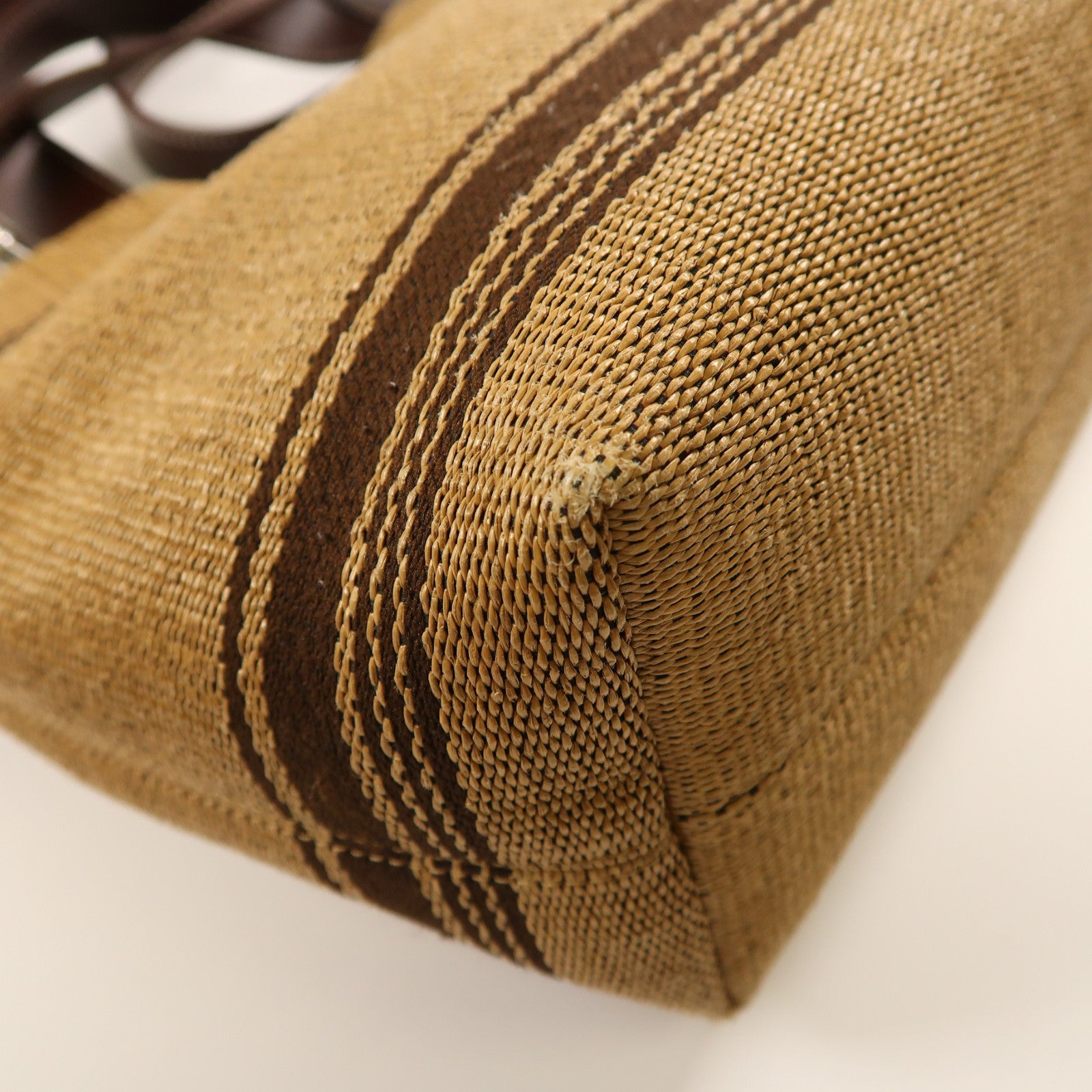 CELINE 【激減優惠】Raffia/牛皮皮革Mini Cabas銀扣手挽肩背兩用袋啡色