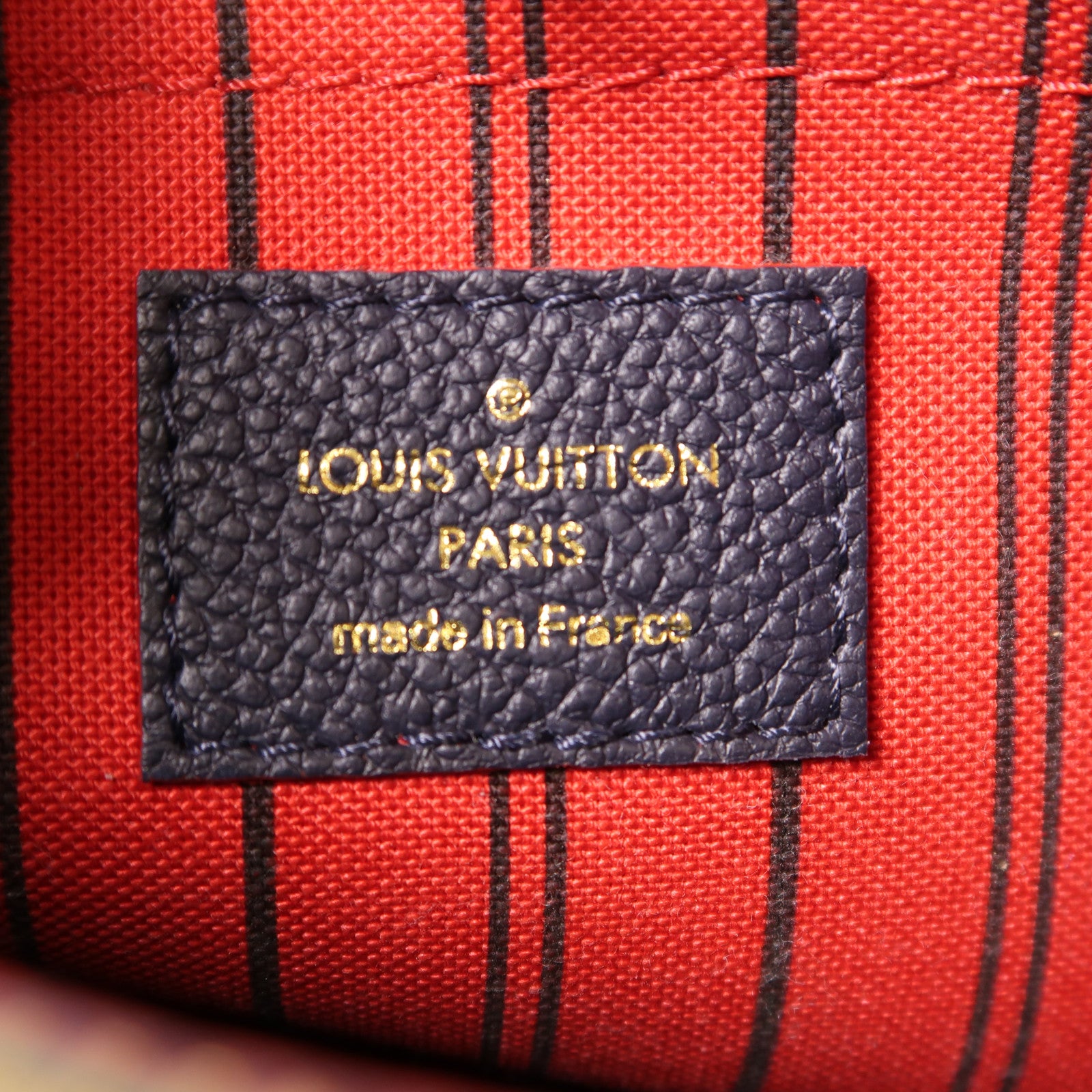 LOUIS VUITTON Monogram Empreinte Montaigne BB金扣手挽肩背兩用袋深藍色
