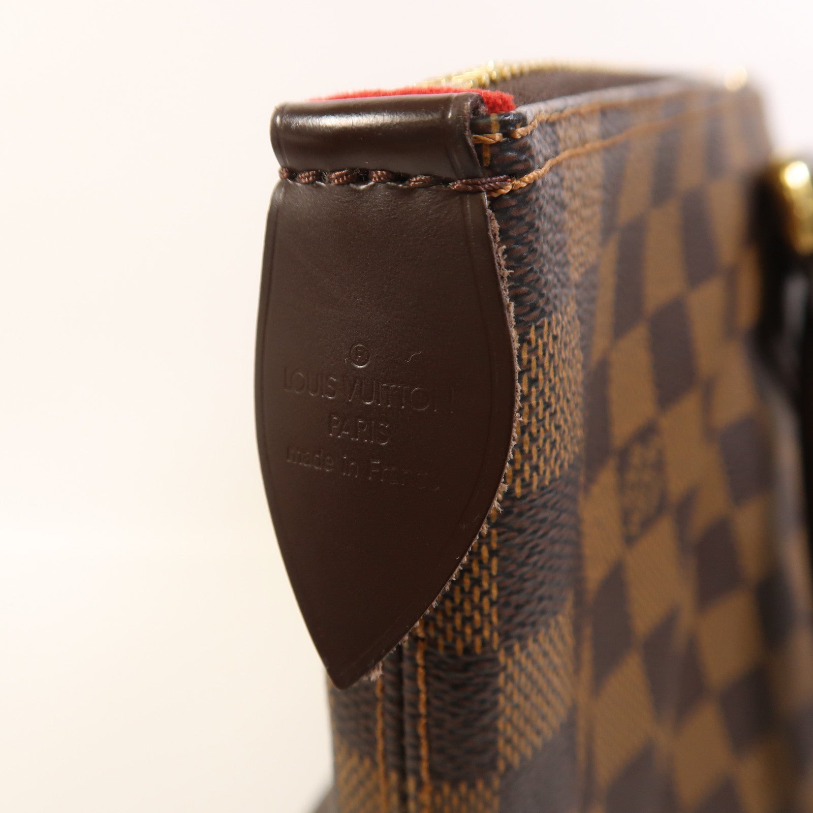 LOUIS VUITTON Damier Saleya MM金扣肩背袋/手挽袋棕色