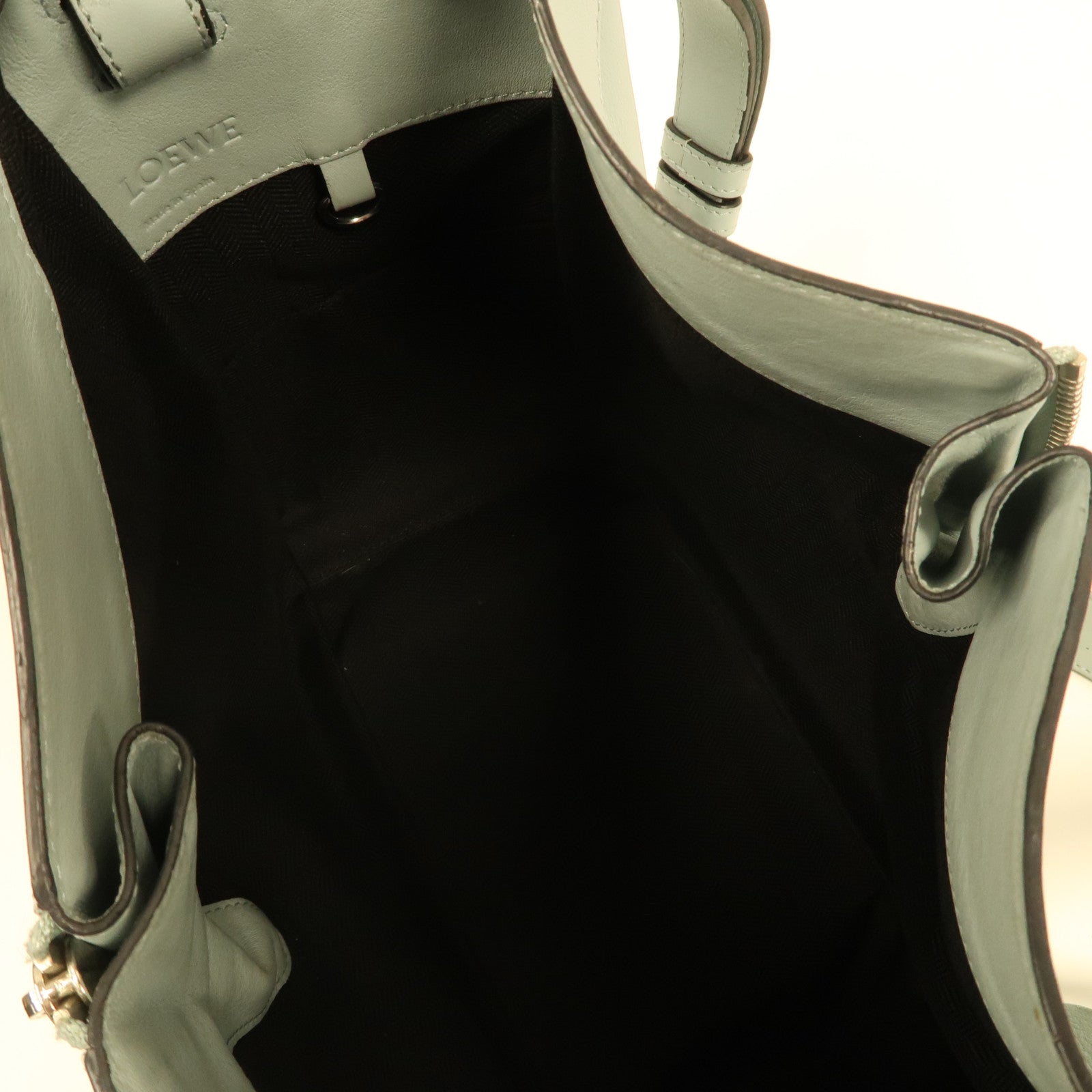 LOEWE 牛皮皮革Hammock銀扣手挽肩背兩用袋淺藍色