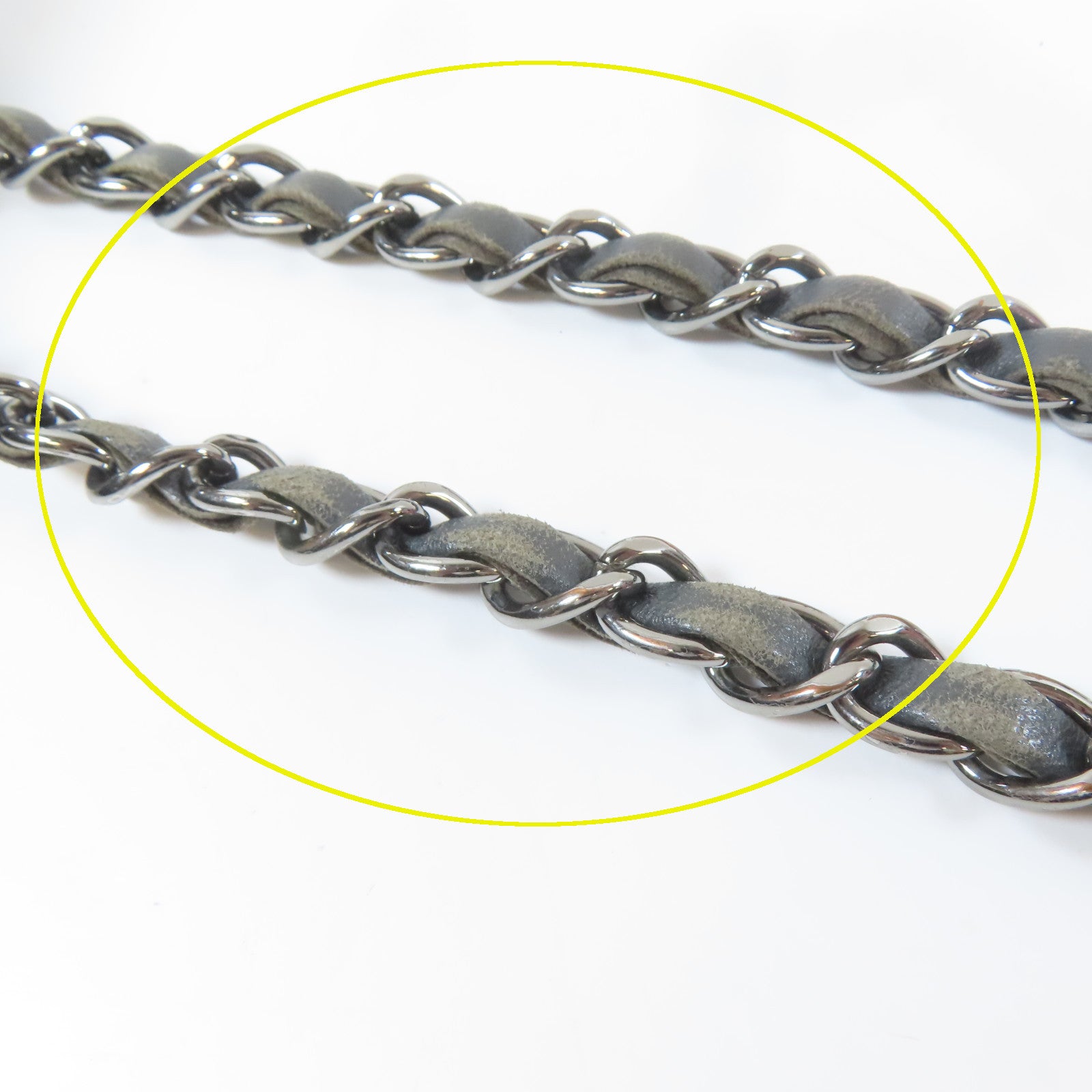 CHANEL 菱格羊皮皮革Chain Shoulder Bag銀扣鏈帶肩背袋灰色