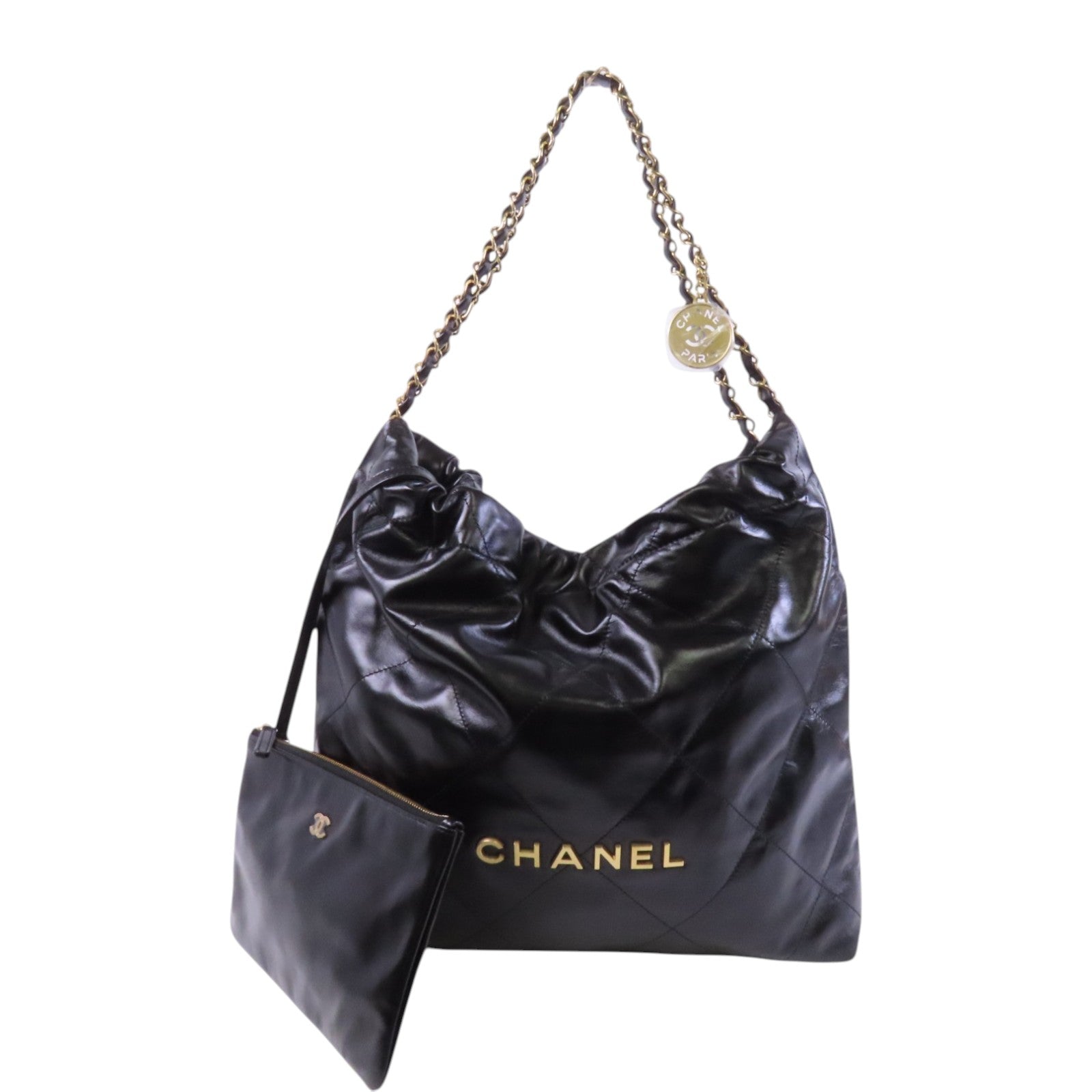 CHANEL 羊皮皮革Chanel 22 Medium金扣鏈帶肩背袋