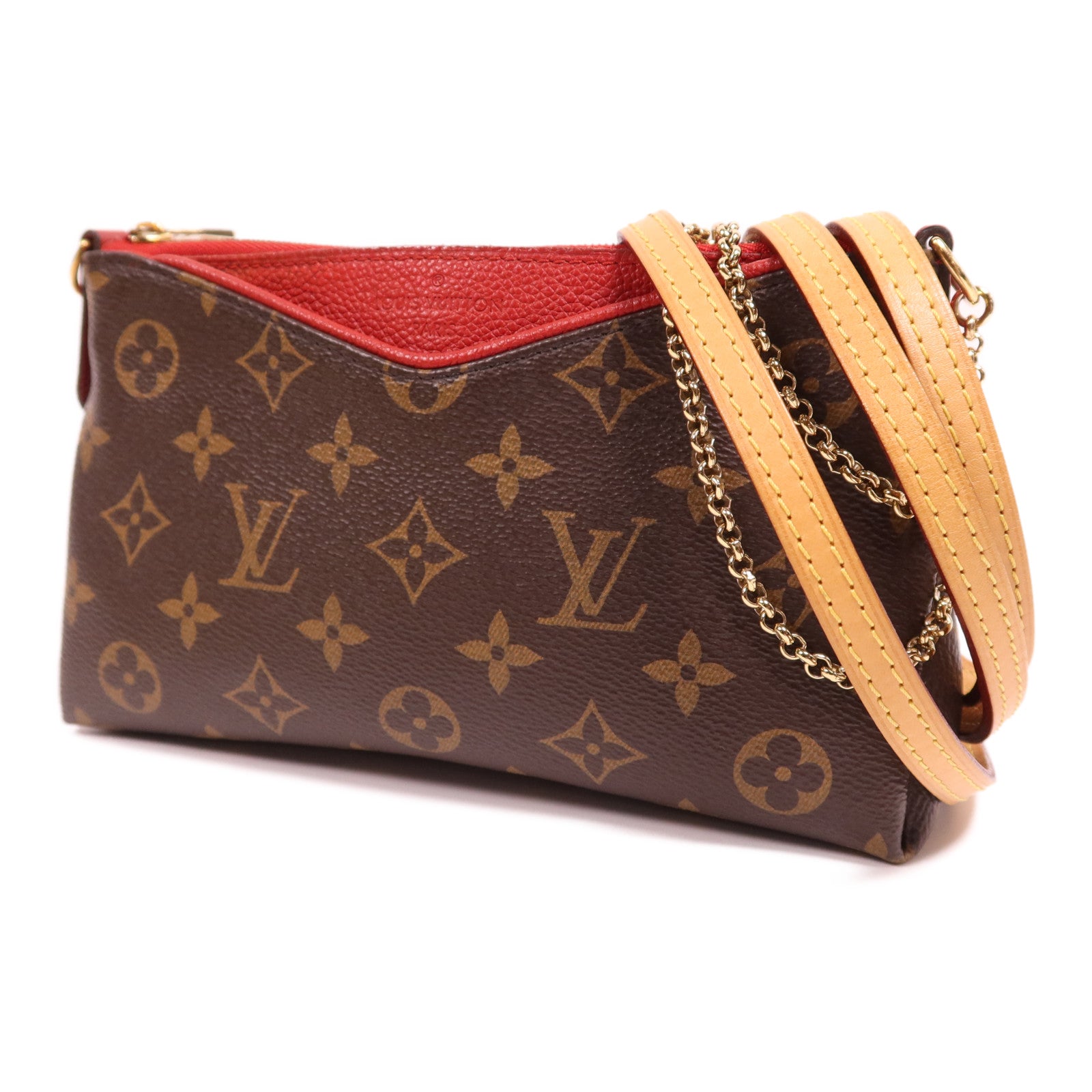 LOUIS VUITTON Monogram Pallas Clutch金扣鏈帶手挽肩背兩用袋