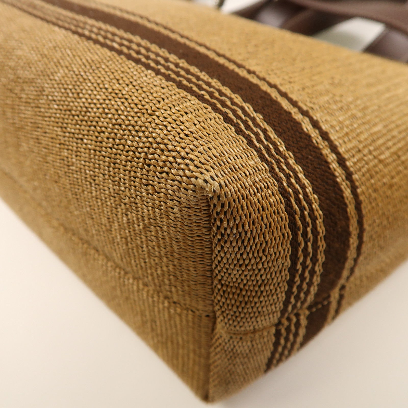 CELINE 【激減優惠】Raffia/牛皮皮革Mini Cabas銀扣手挽肩背兩用袋啡色