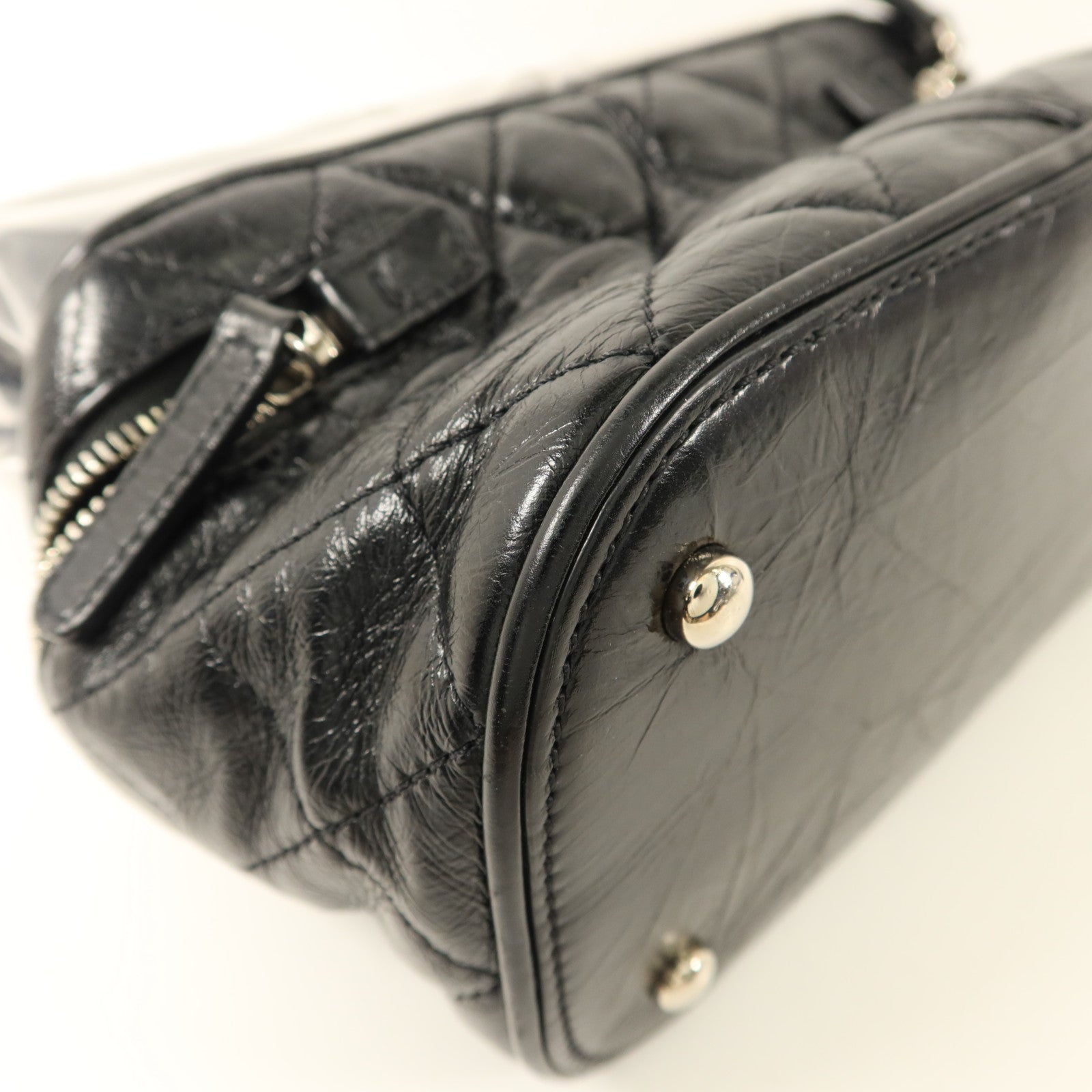 CHANEL PVC/牛皮皮革Shoulder Bag銀扣肩背袋