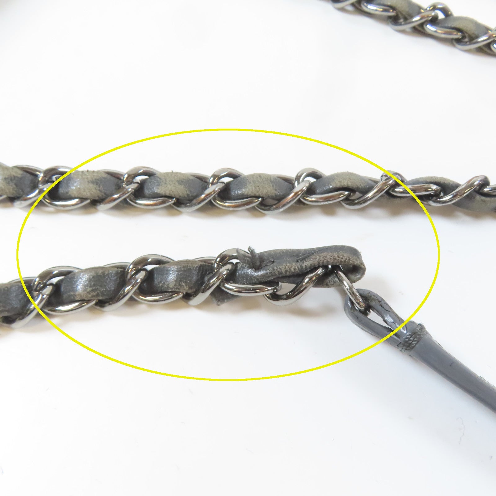 CHANEL 菱格羊皮皮革Chain Shoulder Bag銀扣鏈帶肩背袋灰色