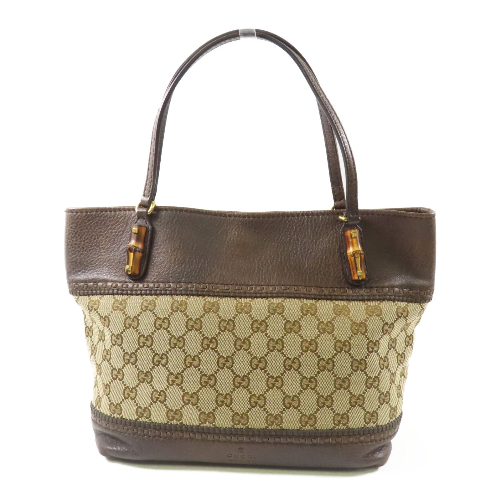 GUCCI 【激減優惠】牛皮皮革/帆布Tote Bag金扣手挽袋